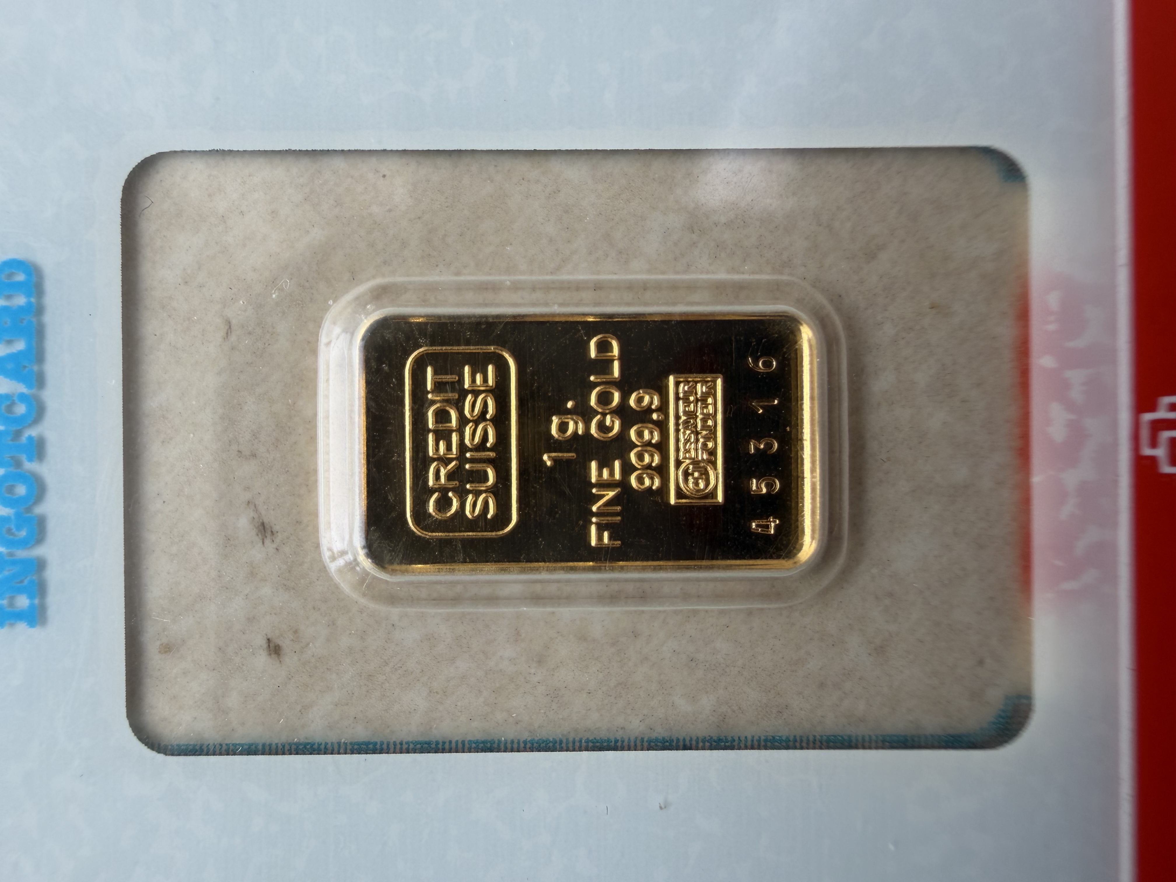 (SN45316) CREDIT SUISSE Rare Vintage 1g🇨🇭Swiss Gold Bar Emas 999.9 古董收藏