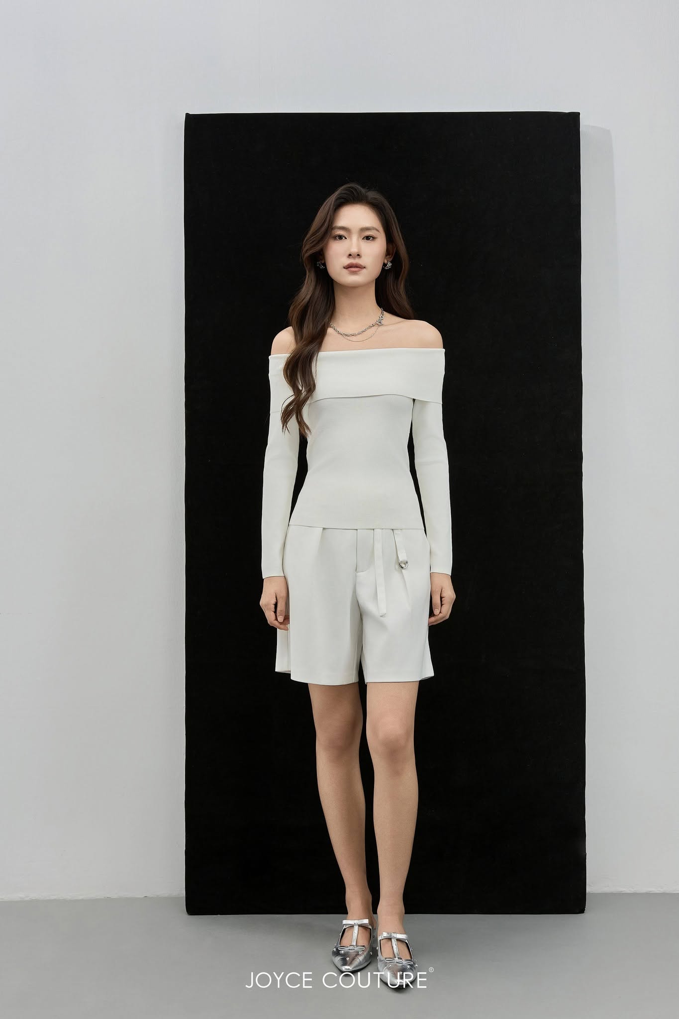 一字肩长袖上衣 T0697