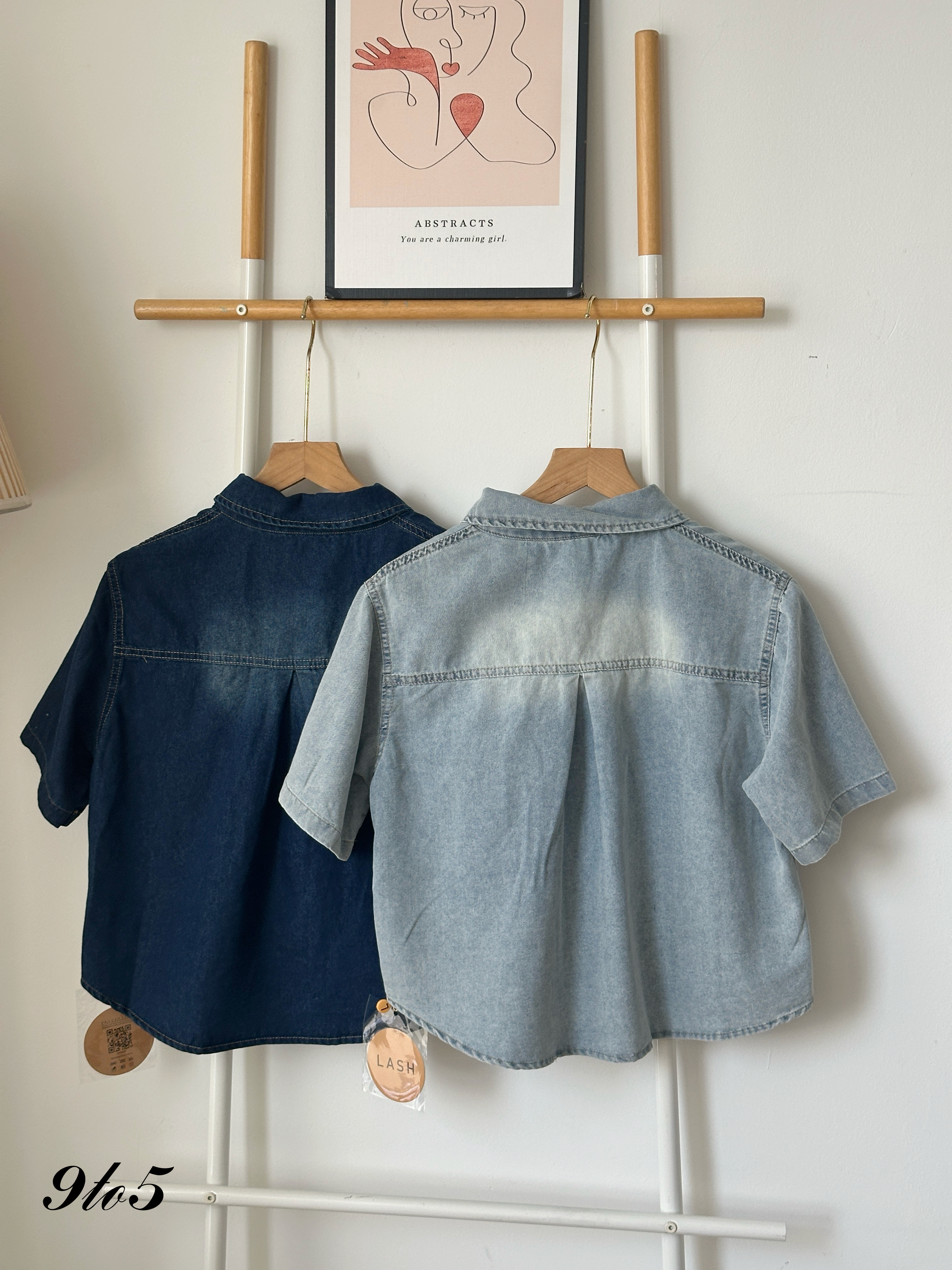 T4126 Vintage Denim Shirt - Dark Blue & Light Blue