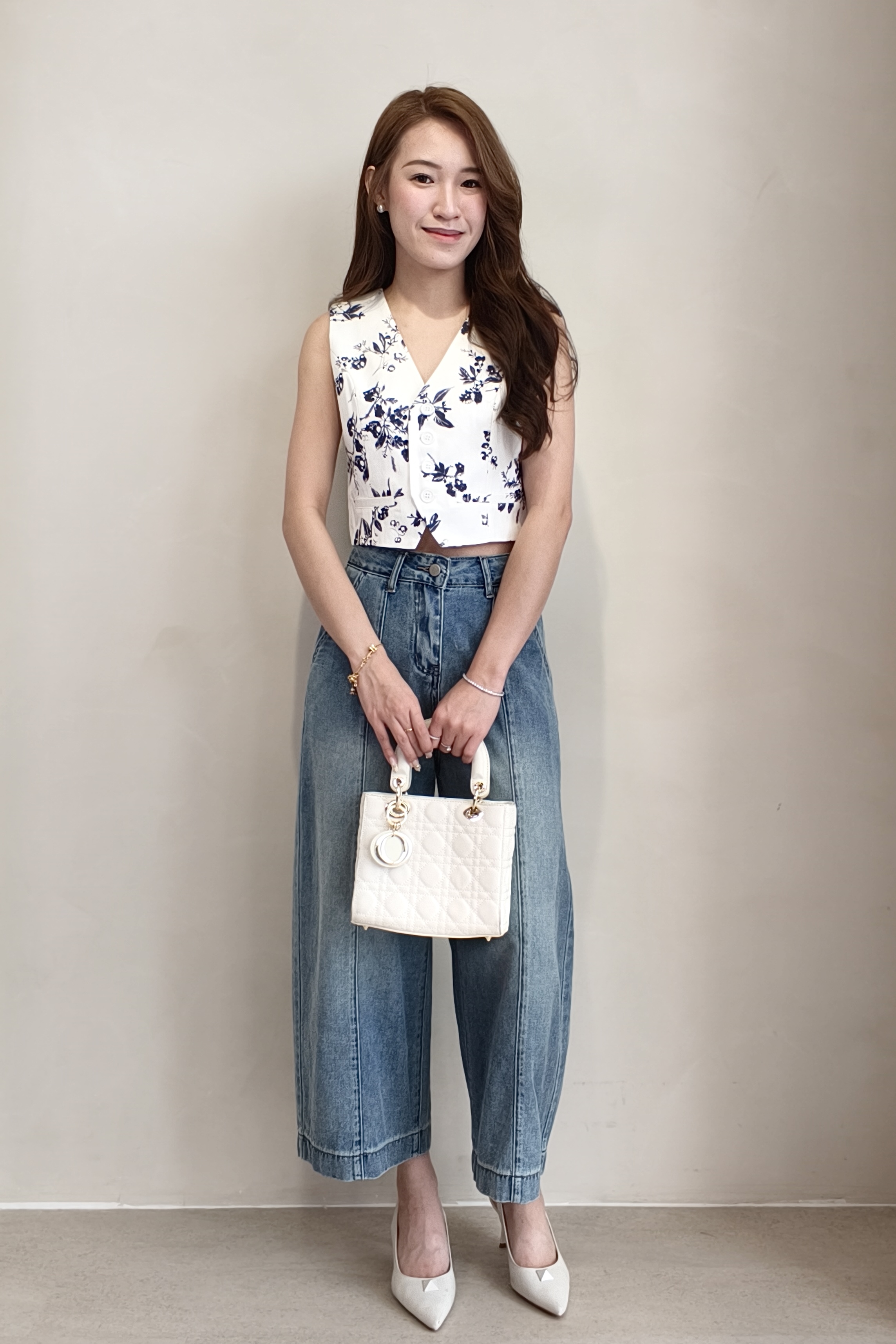 CB2744 Botanical Print Tailored Vest Top