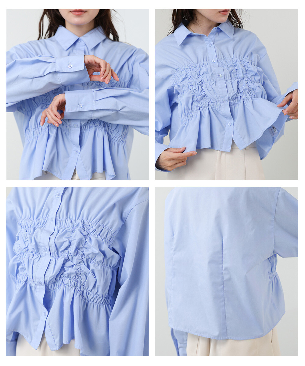抽褶短版裇衫【JT023】