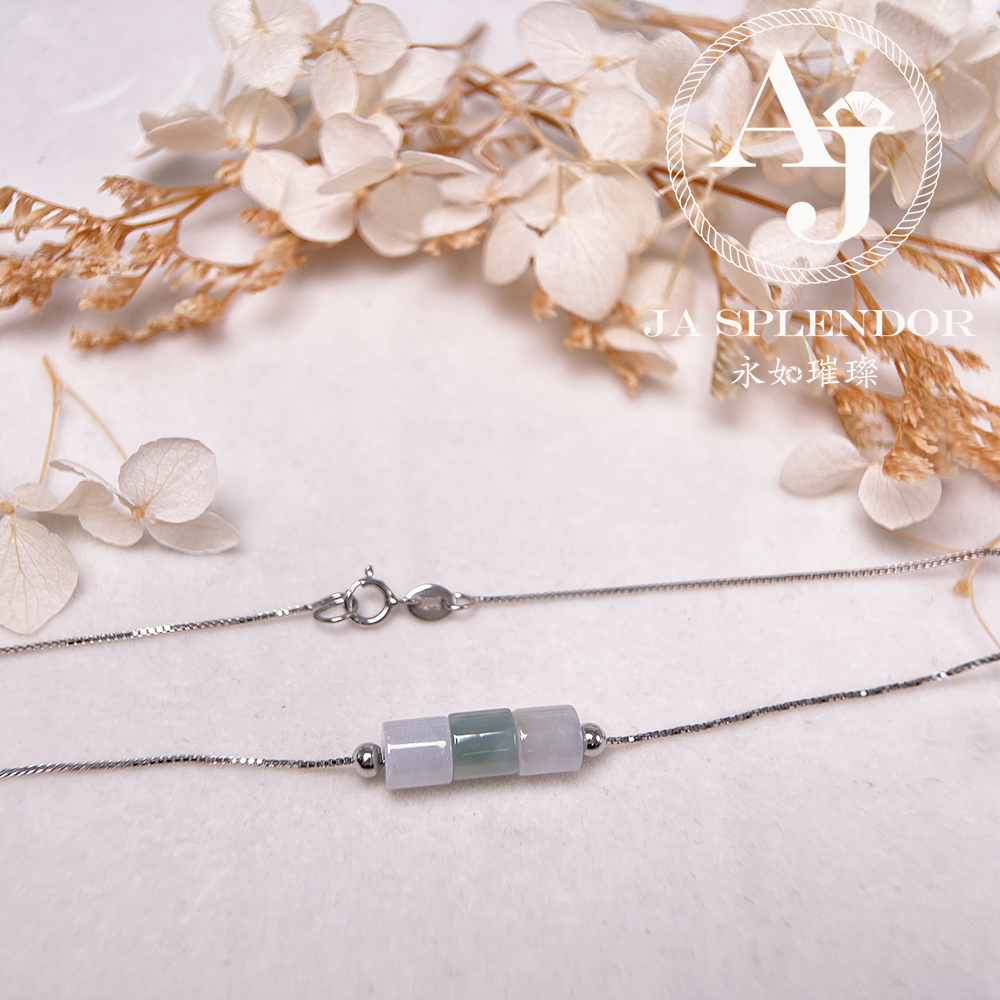 D-04C 天然翡翠A玉 平安幸運純銀項鏈