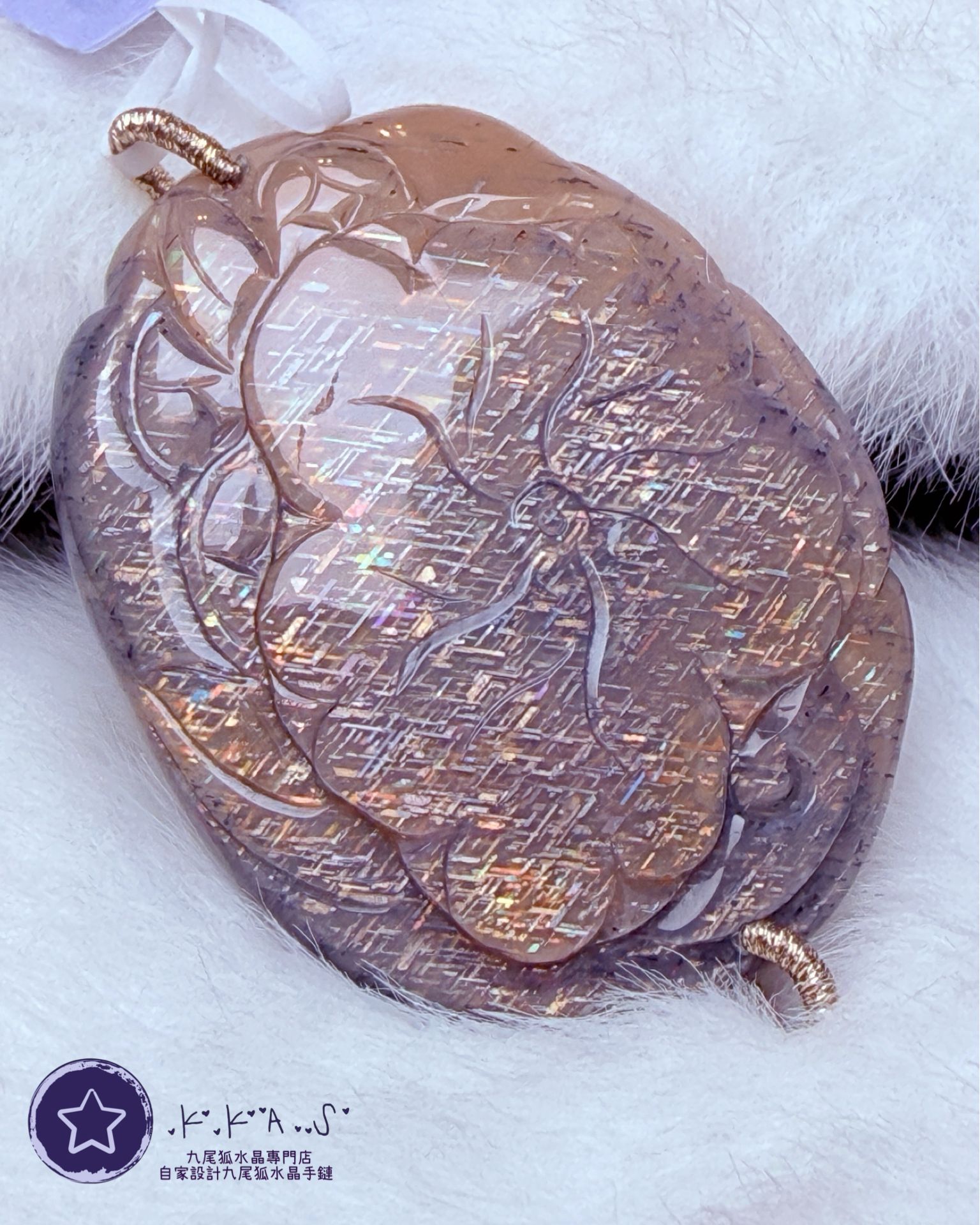 K00143 黑金骨幹 狐娘娘 - 吊墜/手牌兩用款