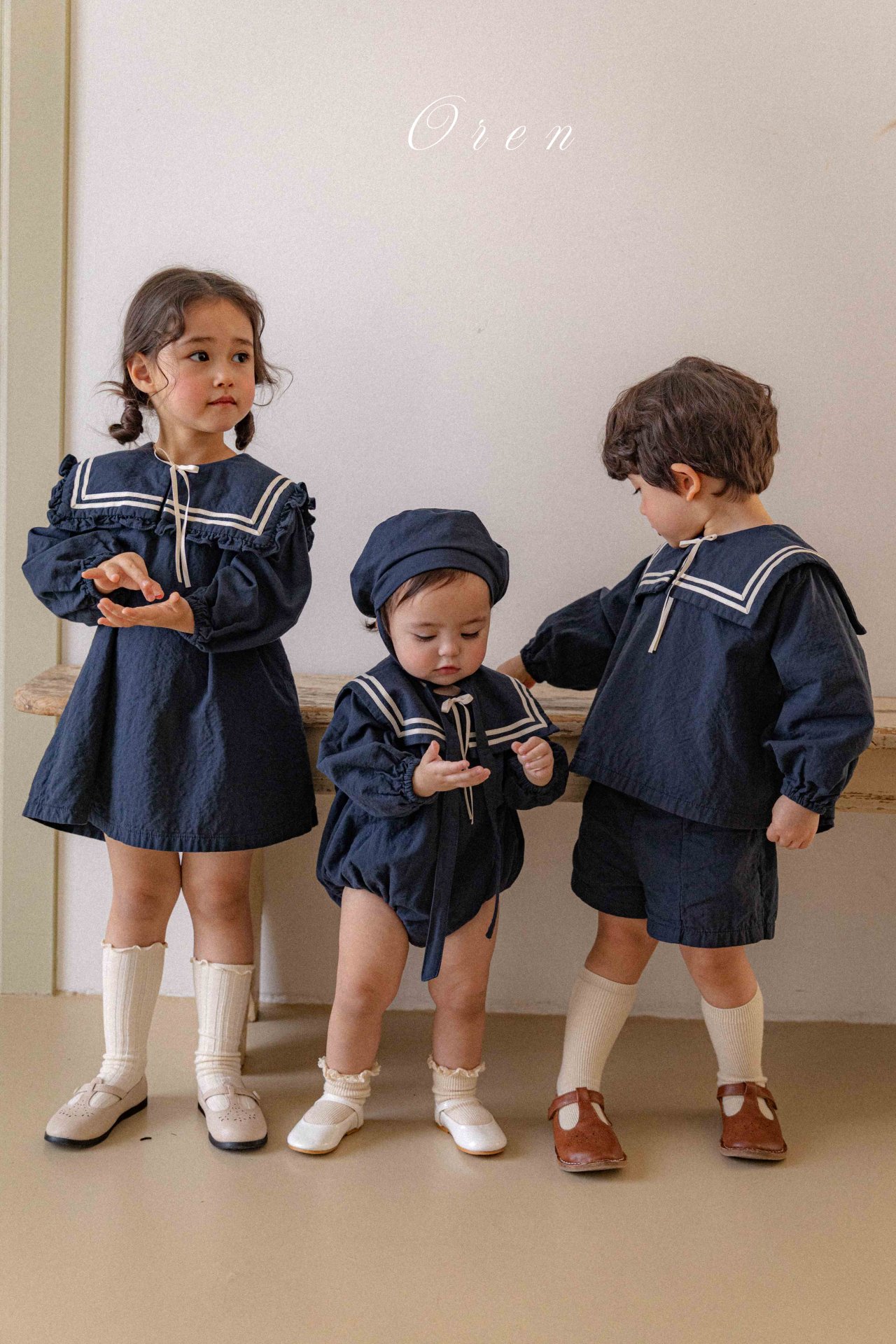 水手風 Jumpsuit / 連身裙 / 套裝 / 帽