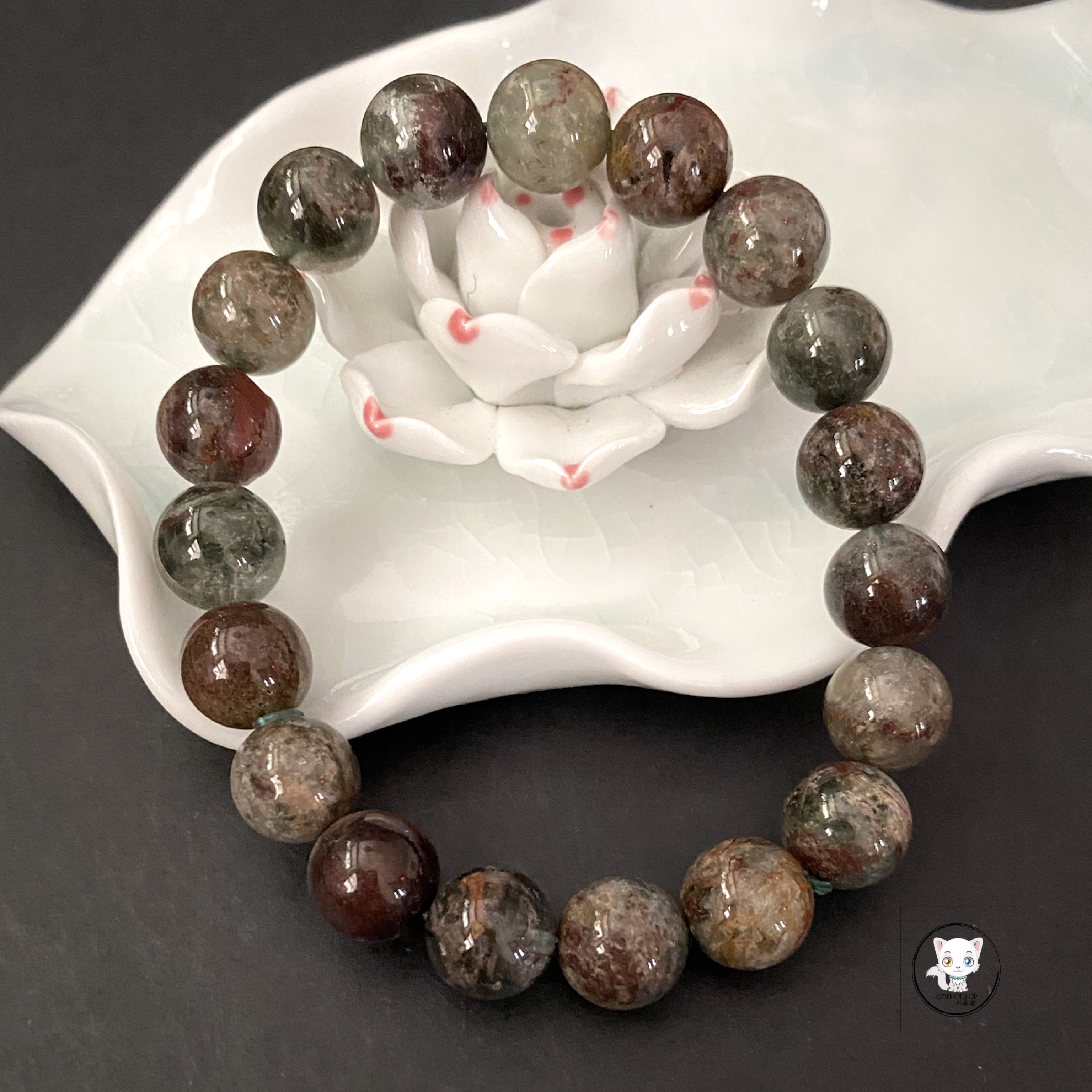 紅綠幽靈水晶手鏈 10mm