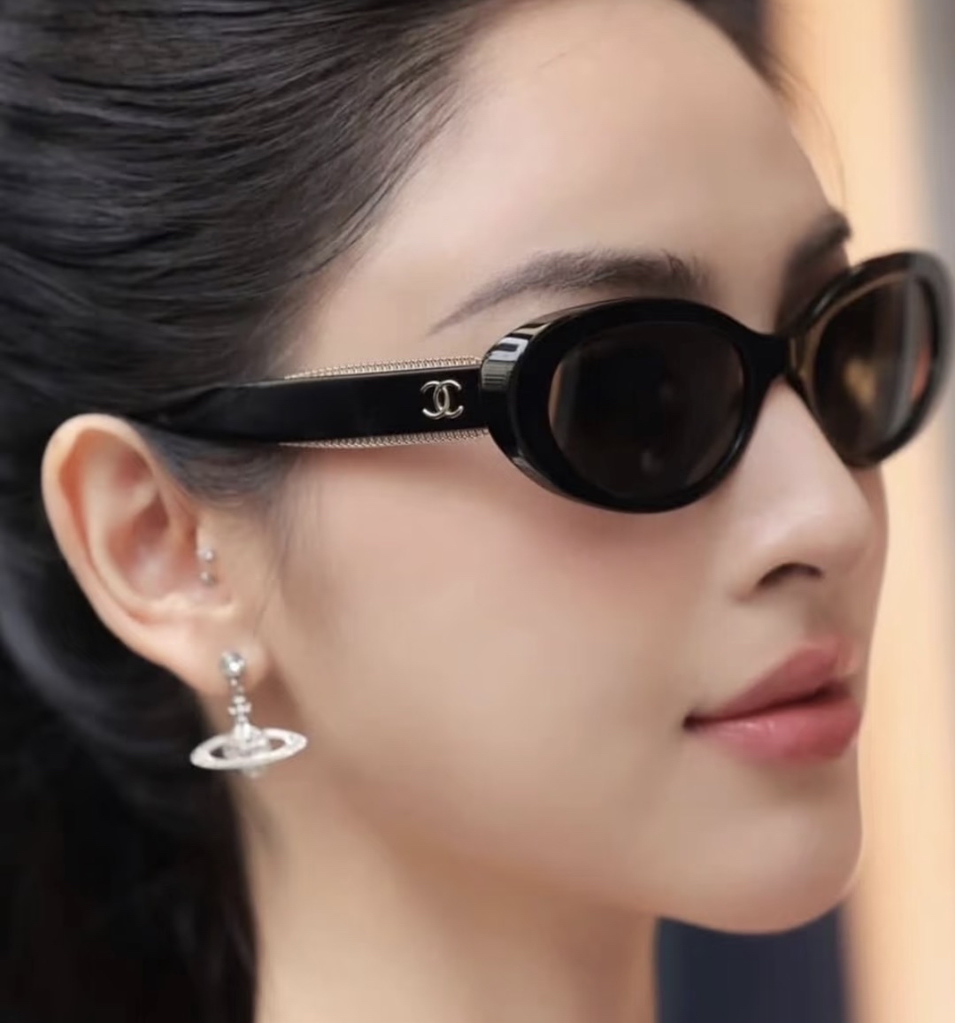現貨優惠💖Chanel 爆款oval 金色鏈條太陽眼鏡