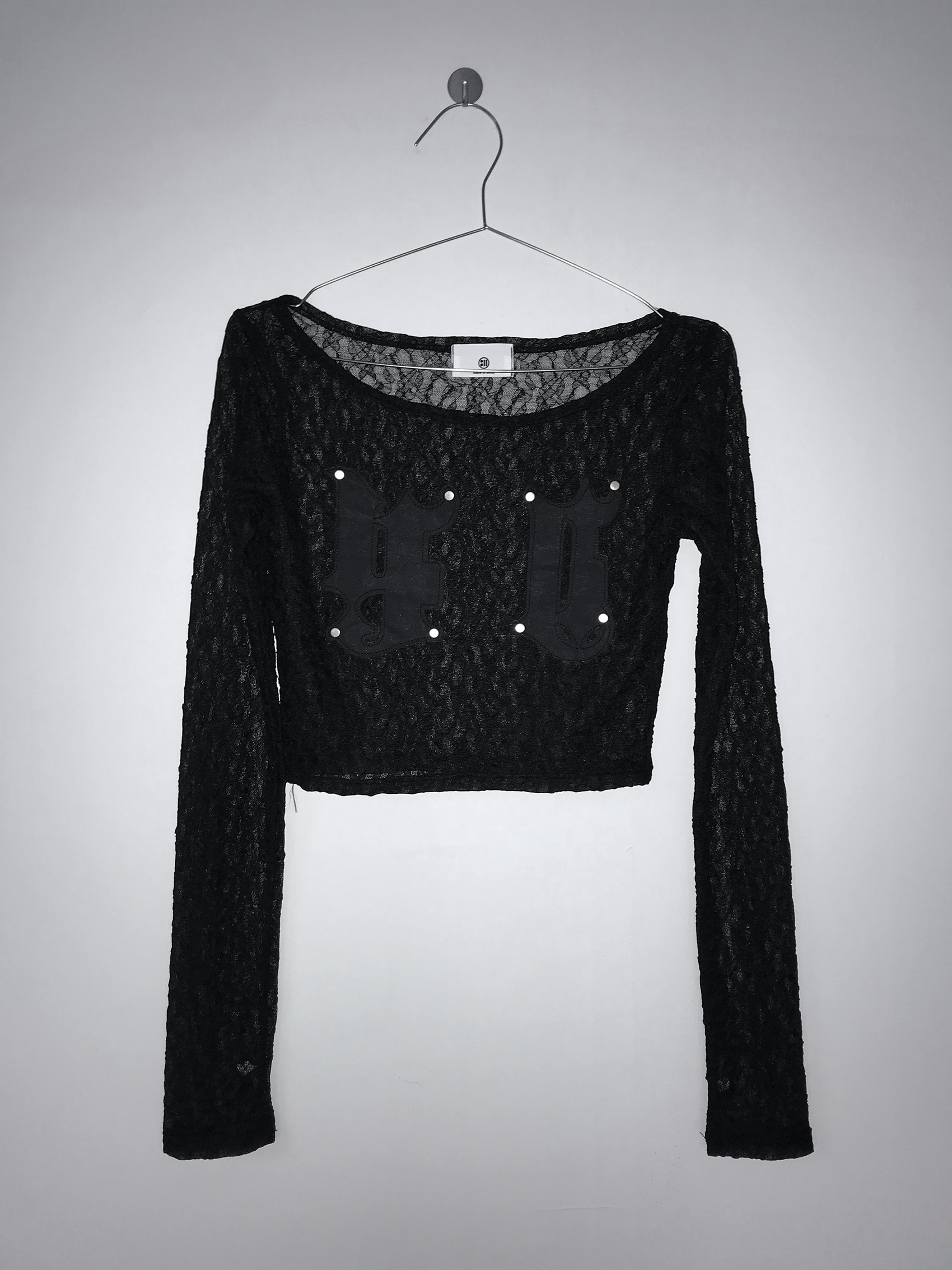 Sheer Lace Round Neck Crop Top