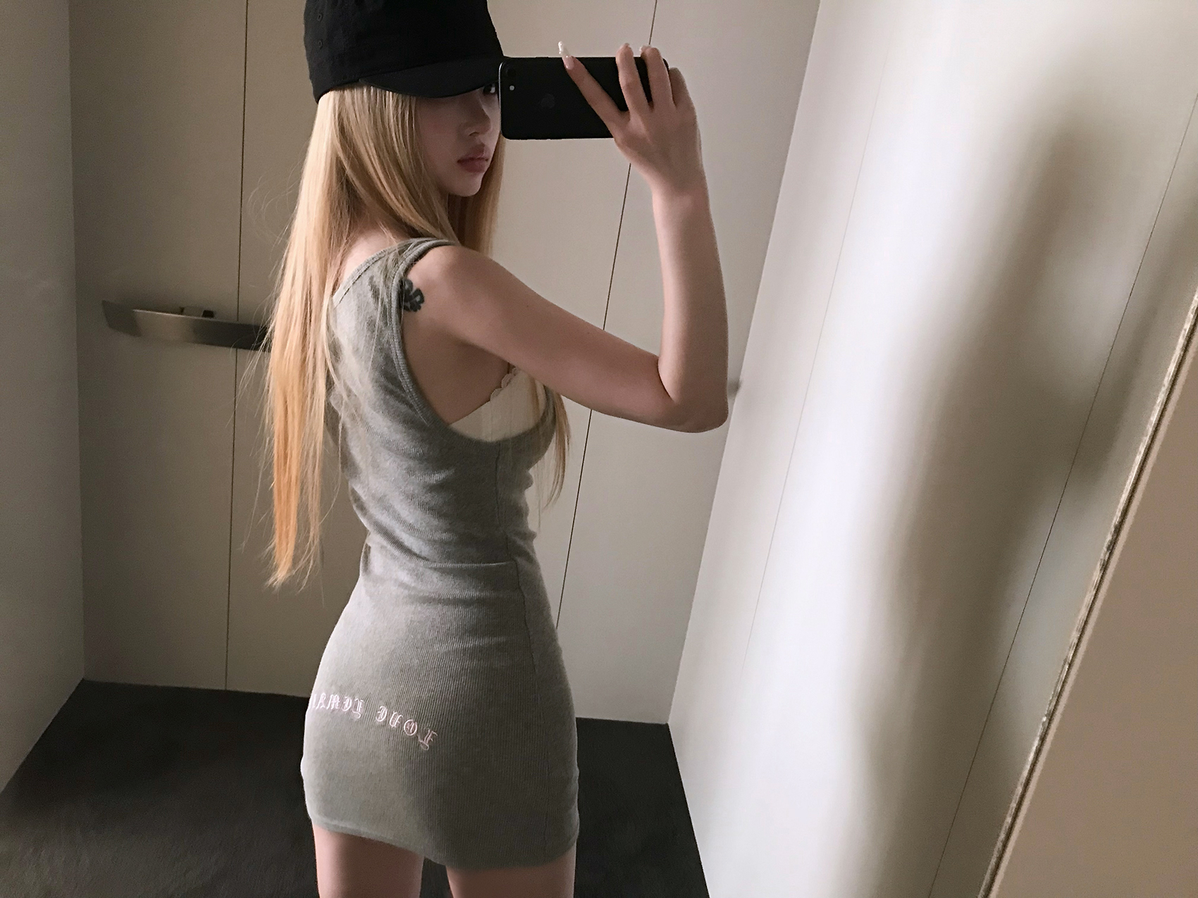Gothic Lettering Ribbed Tank Dress
