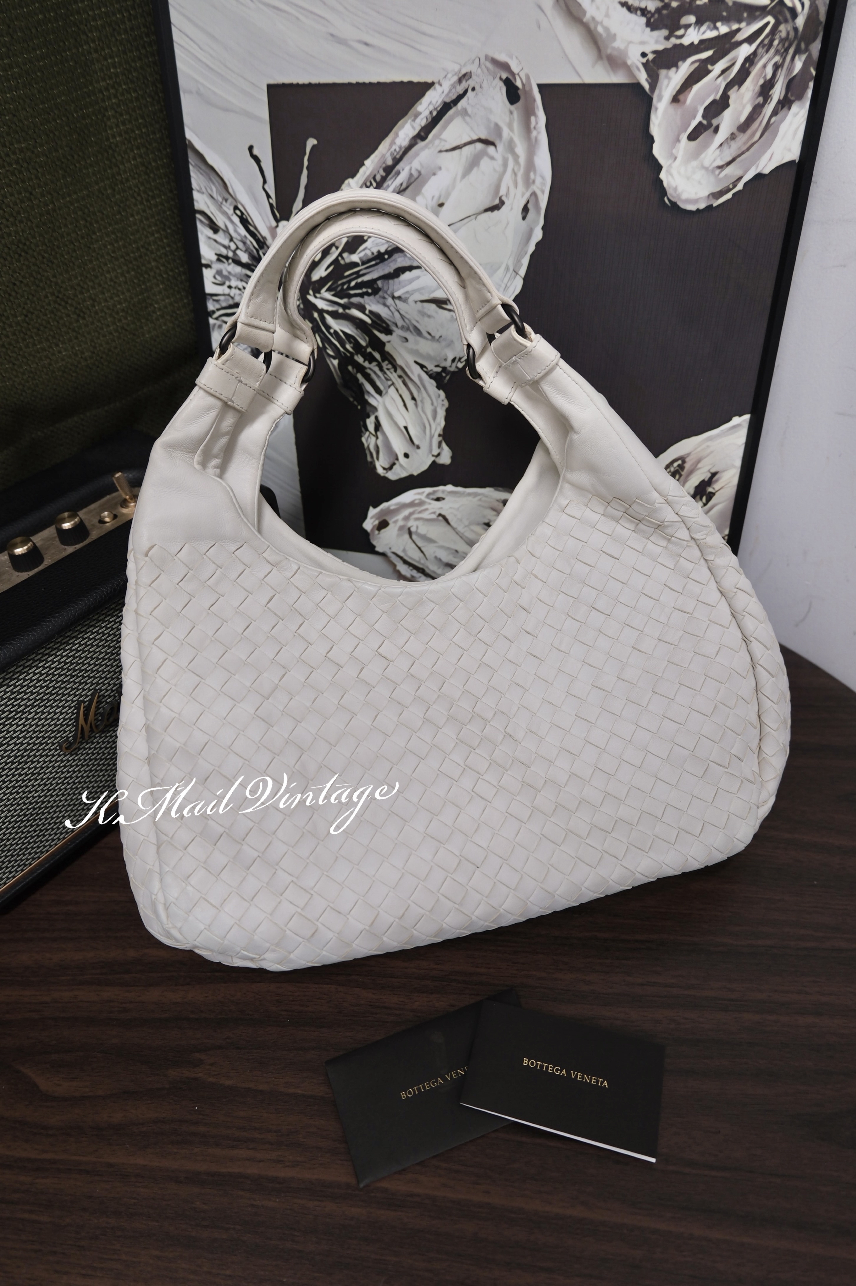Bottega Veneta Intrecciato Leather Campana Shoulder bag White