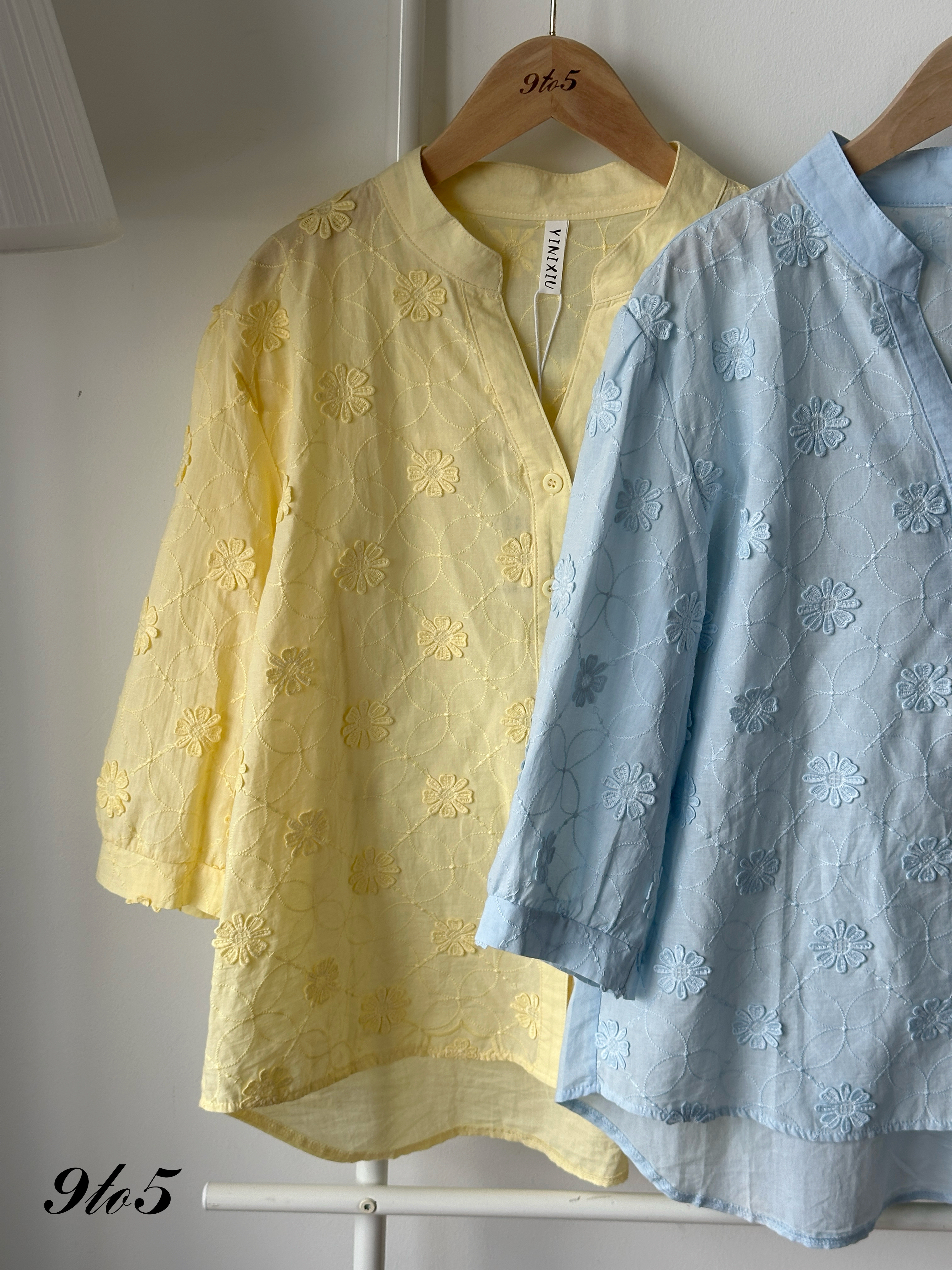 T4273 Half Sleeve Floral Shirt - Blue & Yellow