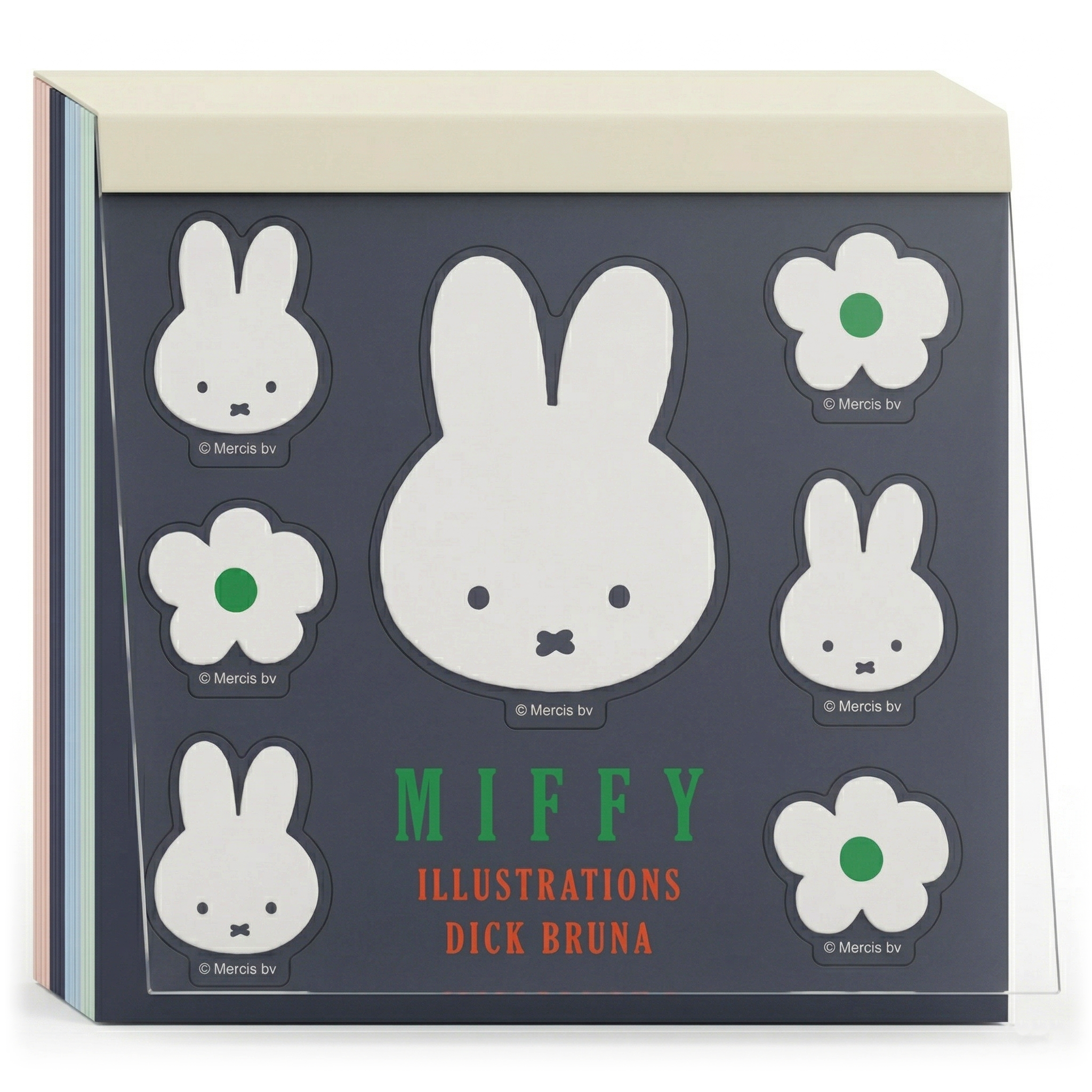Miffy - 方形貼紙記事本 (深藍色白花款)