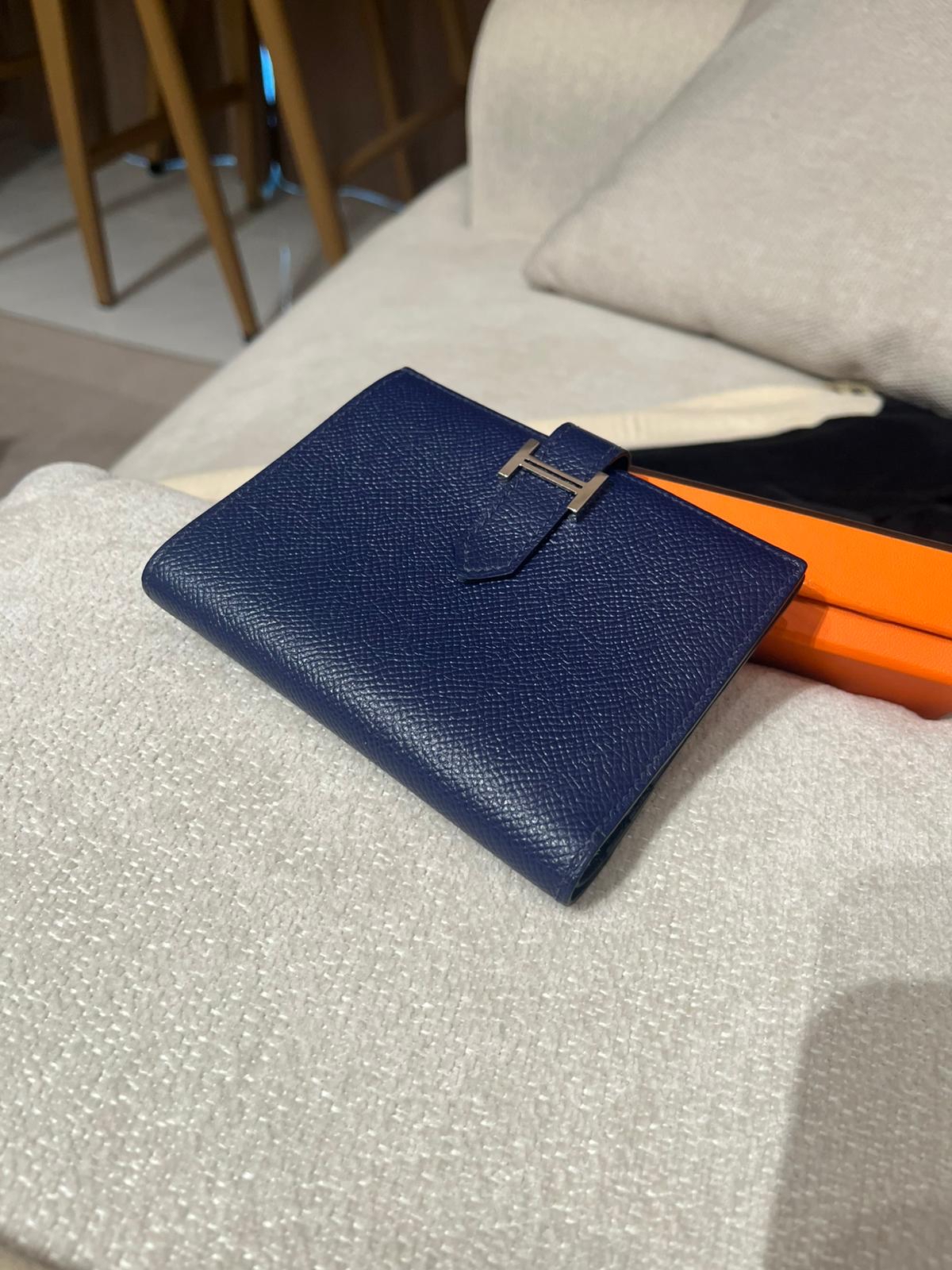 HERMES BEARN WALLET Epsom 牛皮，午夜藍 Stamp X 100%Authentic, 98%new ✅BOX 
