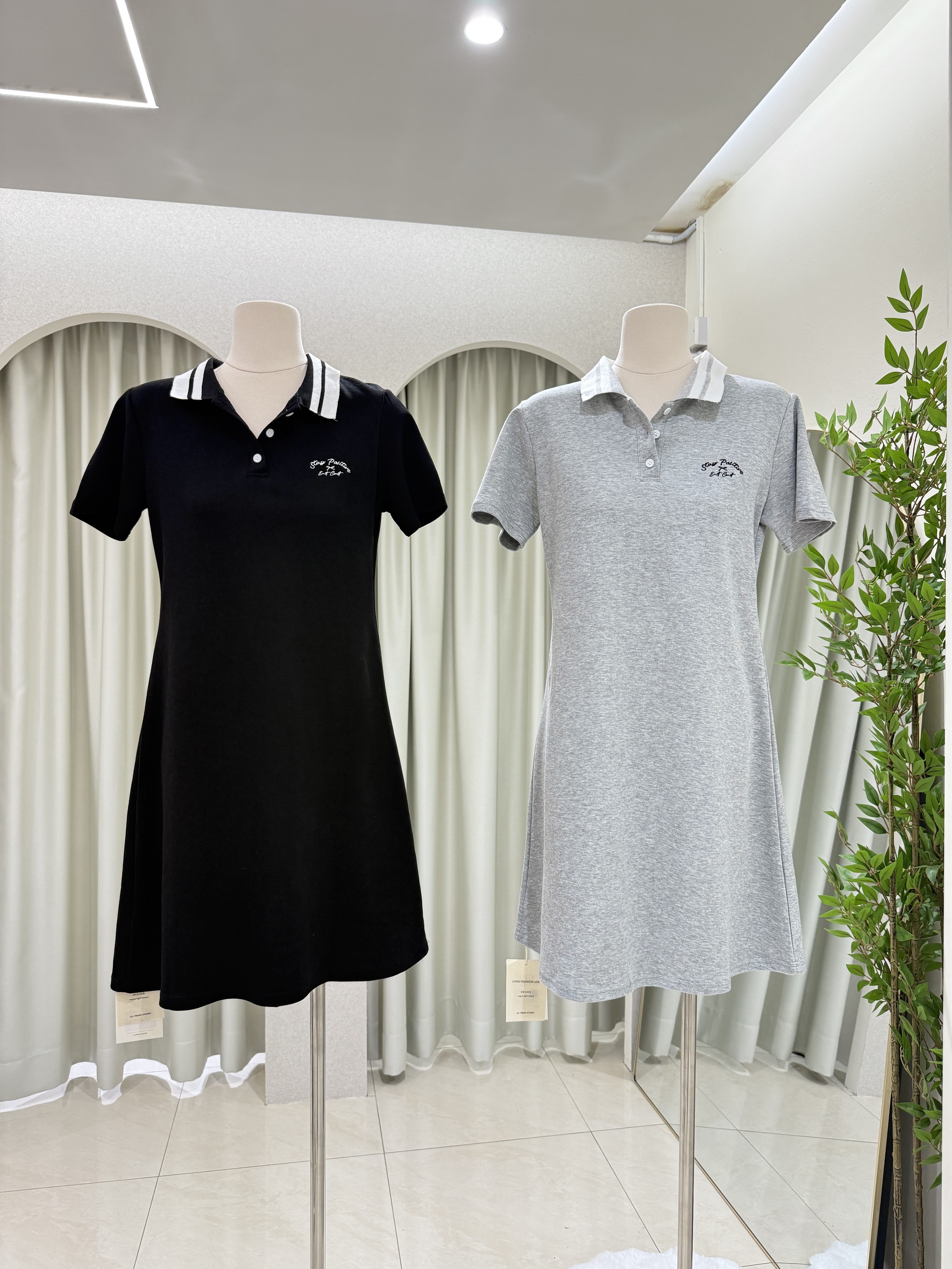  7274 学院风撞色POLO连衣裙