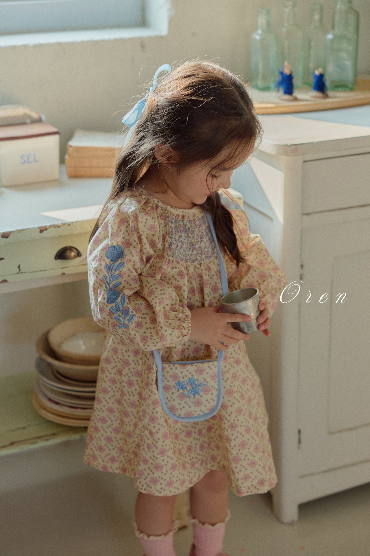 刺繡花花連身裙 / 花花袋