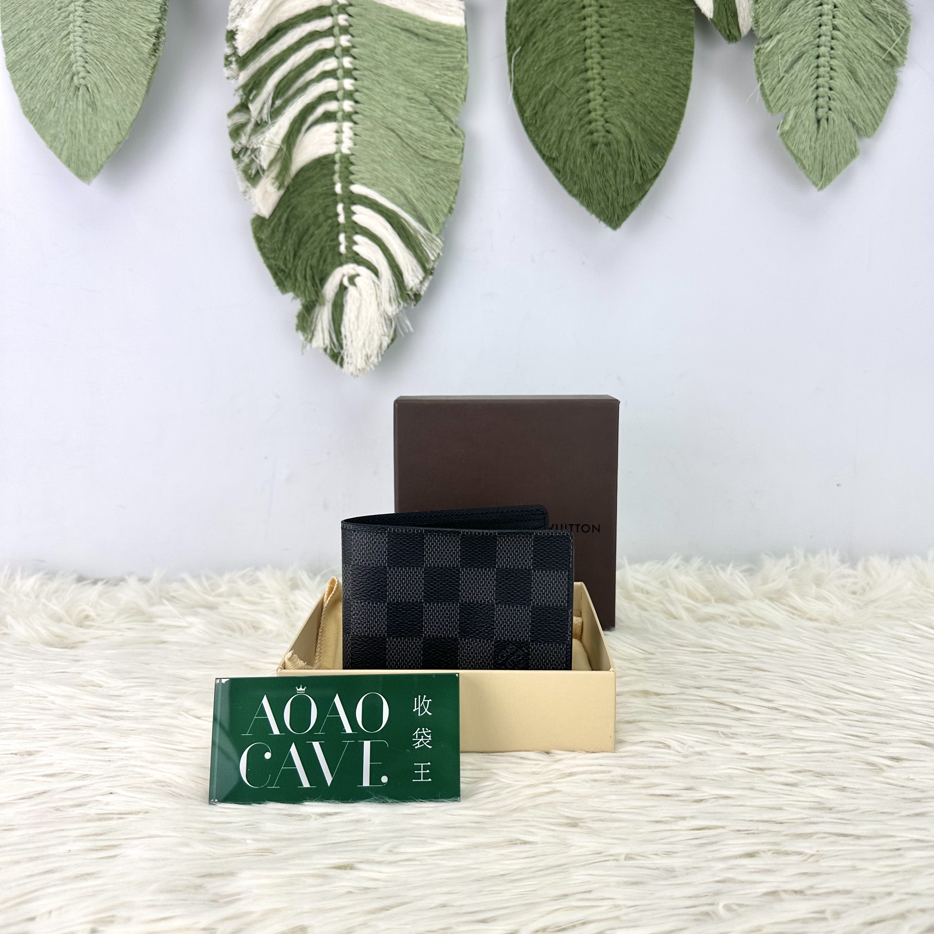 LV 🤍PRE OWNED Damier 黑色棋盤格銀包 全套有盒🖤