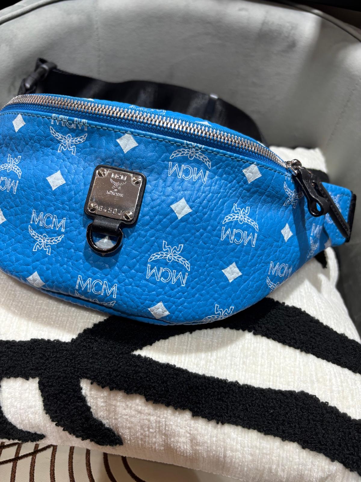 MCM Fursten Visetos Waist Bag Belt Bag Calfskin 100%Authentic, 98%New