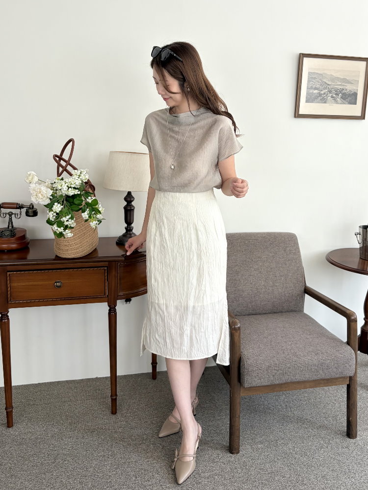 Crinkle Mermaid Skirt (Ivory)