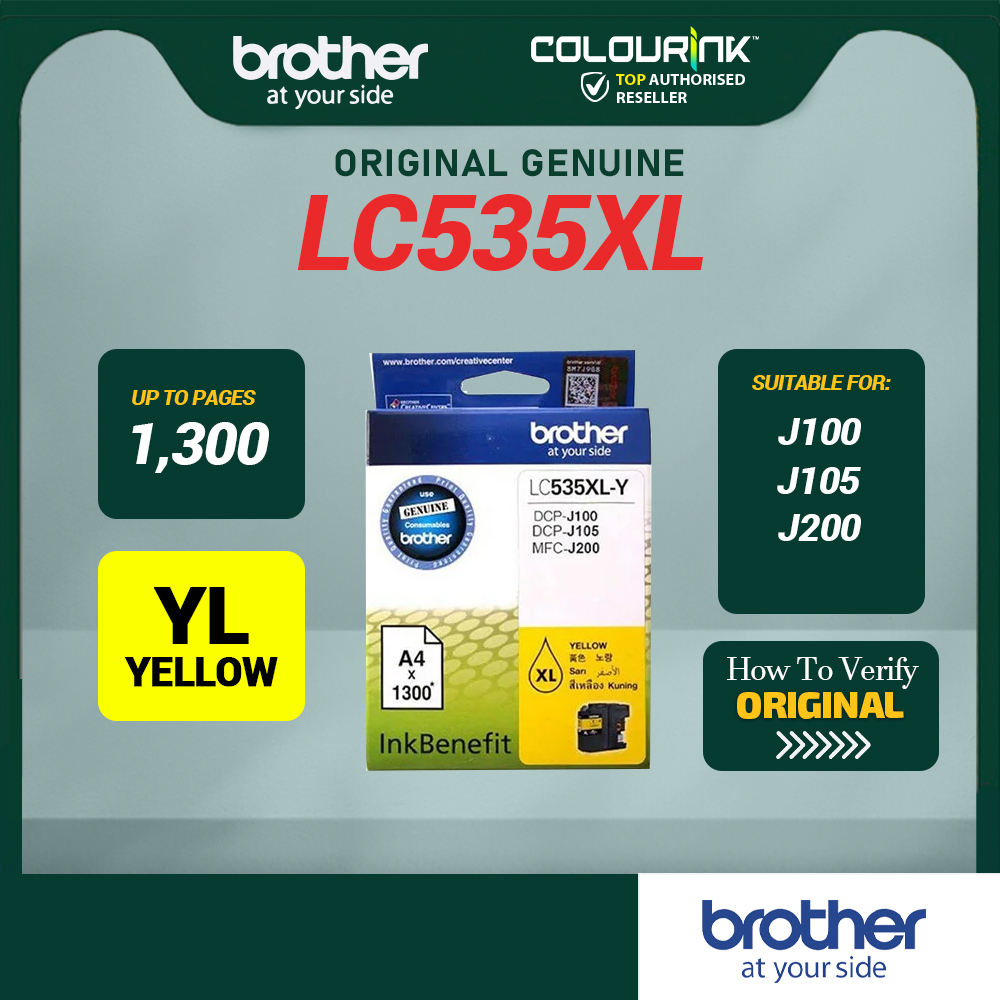 Brother Original Genuine LC535XL Y Yellow Ink Cartridge for DCP-J100 DCP-J105 MFC-J200 535XL lc539XL