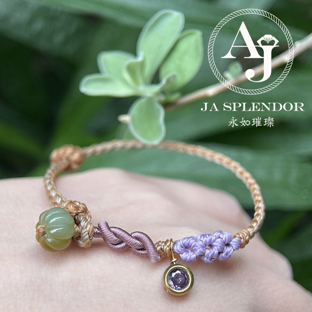 FBG26-H02 天然翡翠A玉 黃翡雙色花開手繩（私人訂制）