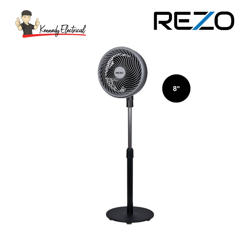 Rezo 8-Inch V8S Series 5-Blade Stand Fan - Matte Black (V8S-8/5B/AC-MB)