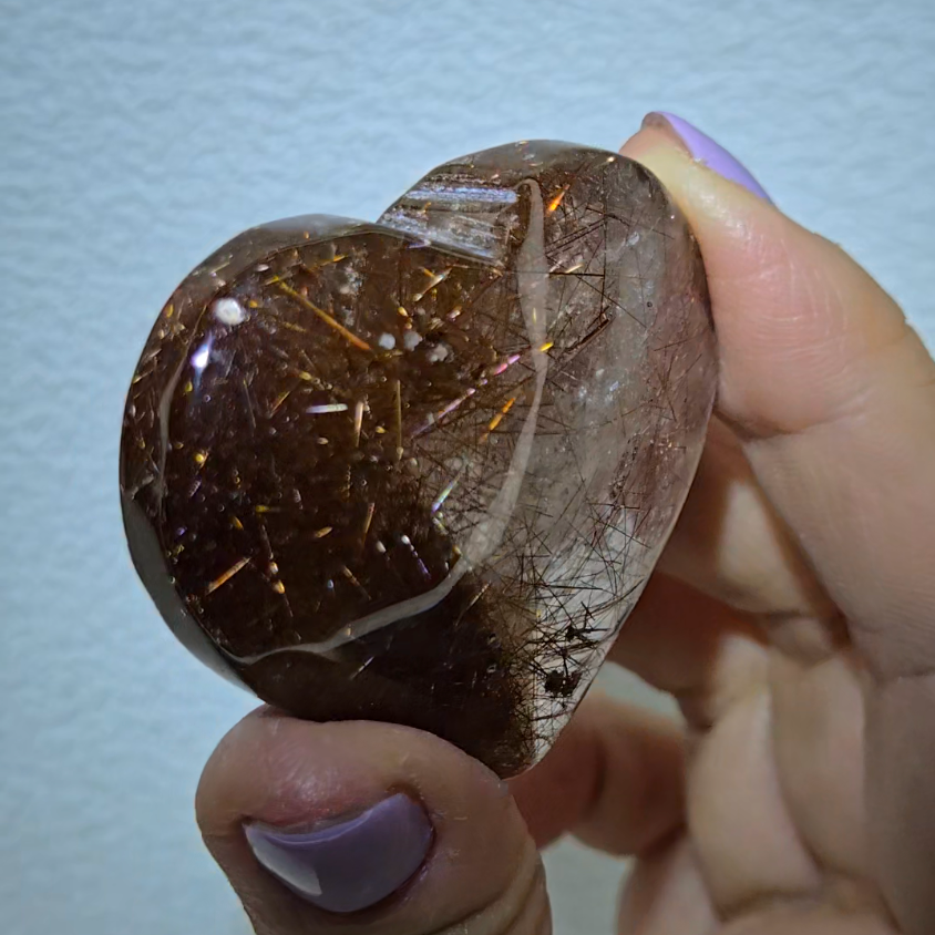 Copper rutilated lodolite garden quartz heart - RT736