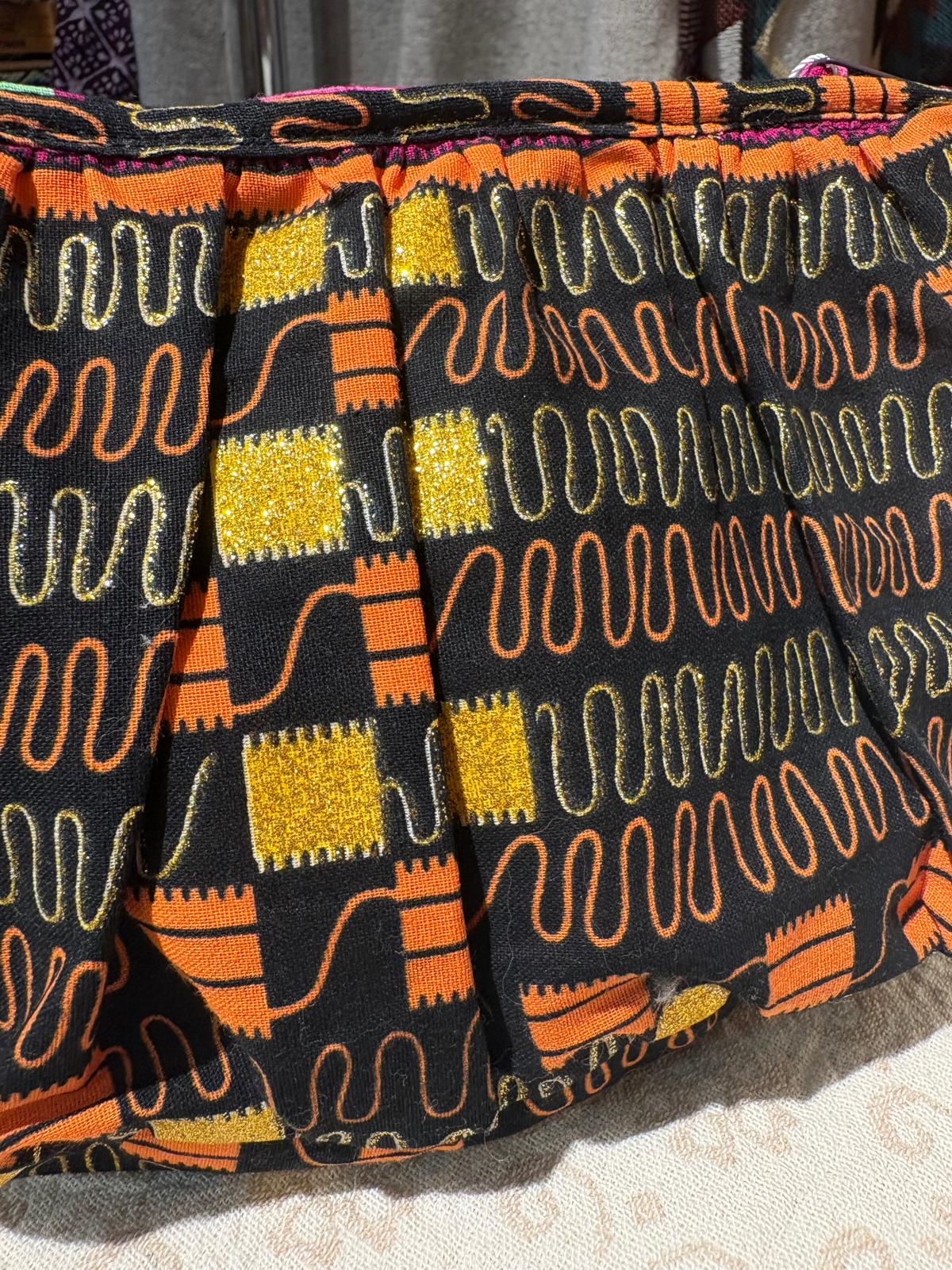 泰國-Mitra Collection - 黑橙金色燙金多用途袋