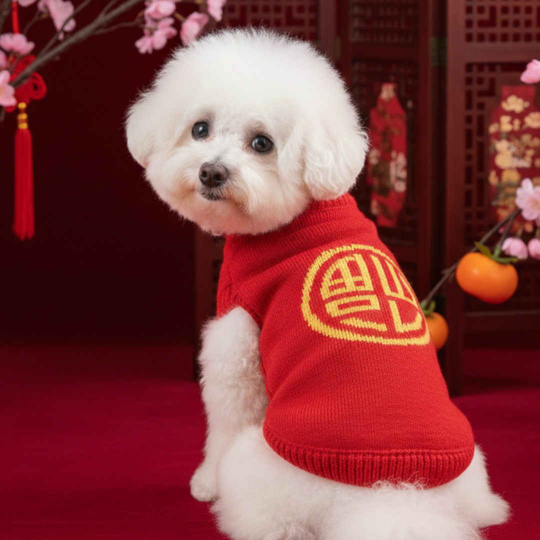 S645RD   福字賀歲冷衫 - 紅色 Fok Sweater