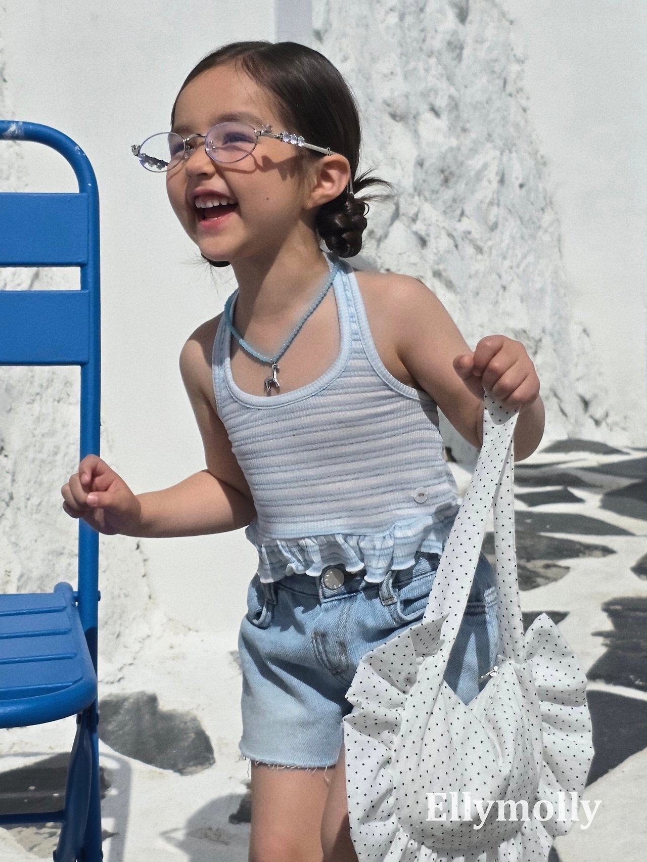 Ellymolly | stripe sleeveless (Blue/green (90-100)