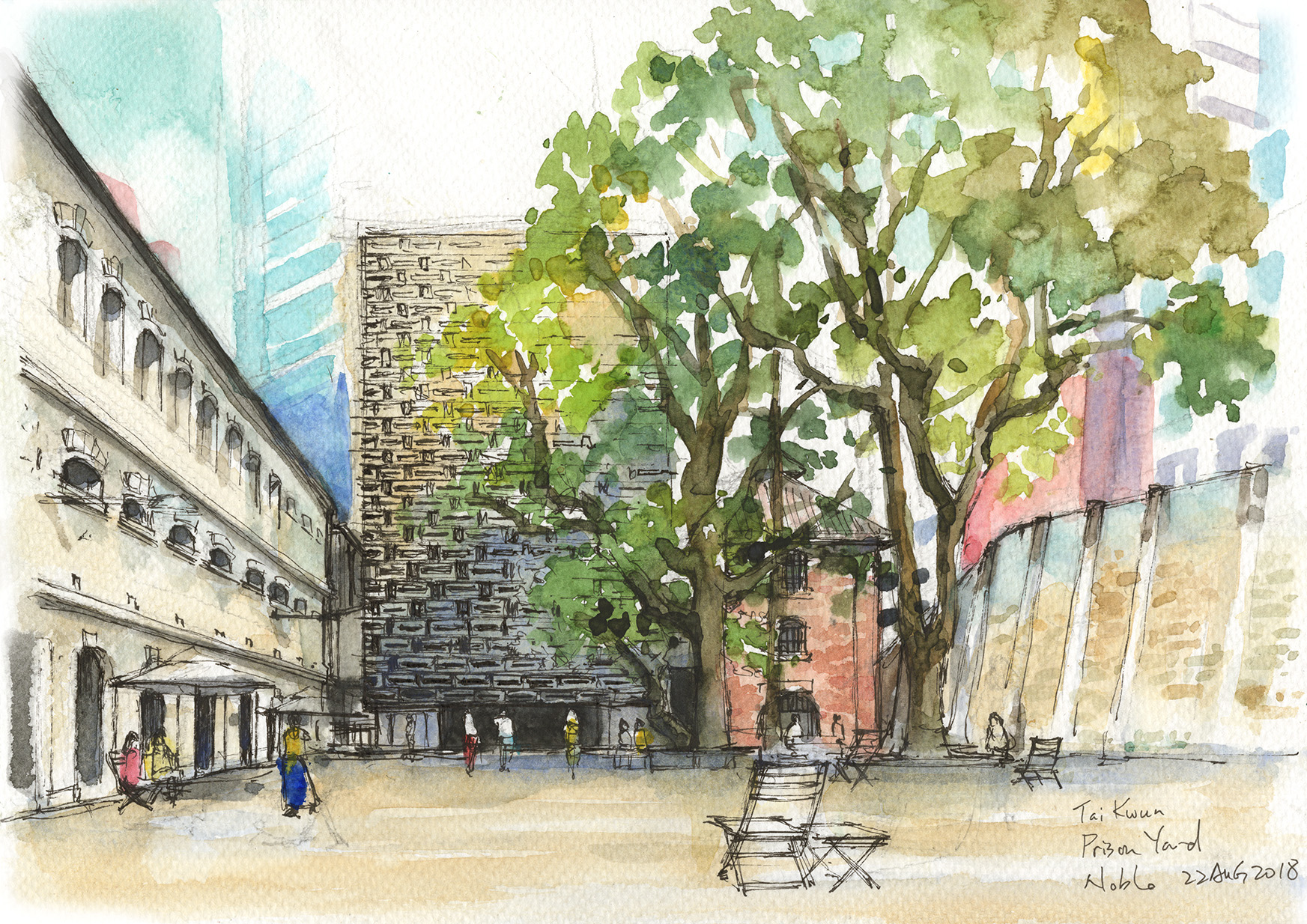 Noble Sketchbook - ART PRINT Tai Kwun Prison Yard