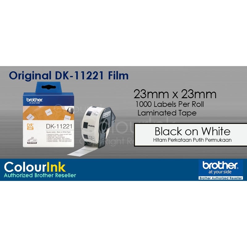 Brother Original Label Film Tape DK11221 Black On White)QL550/QL570/QL700/QL720/QL800/QL820NWB/11221/DK 11221/DK-11221