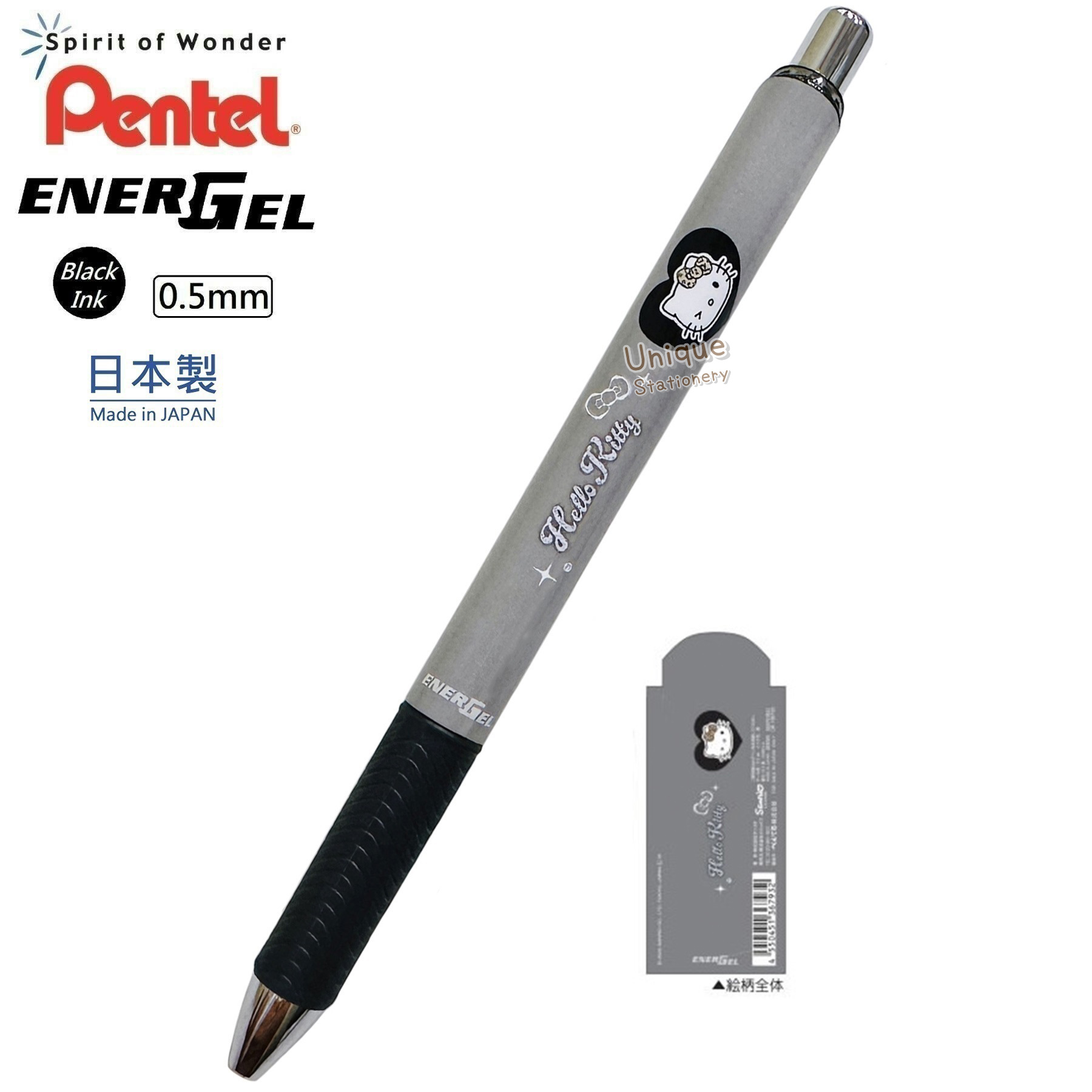 現貨｜Sanrio Hello Kitty 日本製 Pentel EnerGel 0.5mm 黑色 啫喱筆 (CR136793)