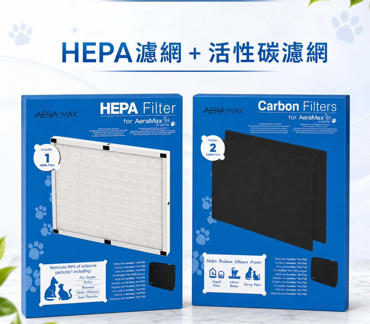 AeraMax PT65 寵物專用空氣淨化機 活性炭濾網2片 + HEPA 濾網 1 片 set 原廠正貨濾網