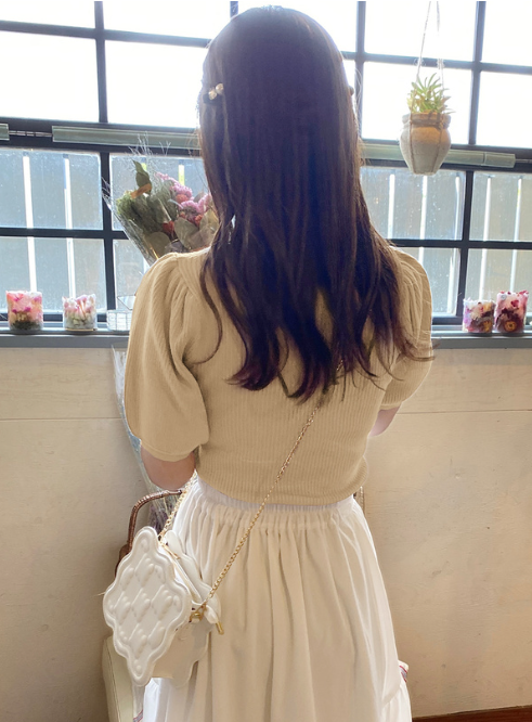 泡泡袖針織上衣 [kz257]