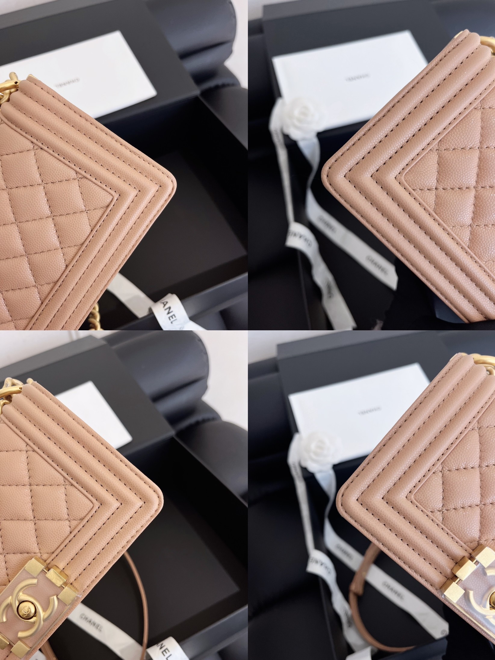 Chanel Caviar Leboy 荔枝皮奶茶金扣