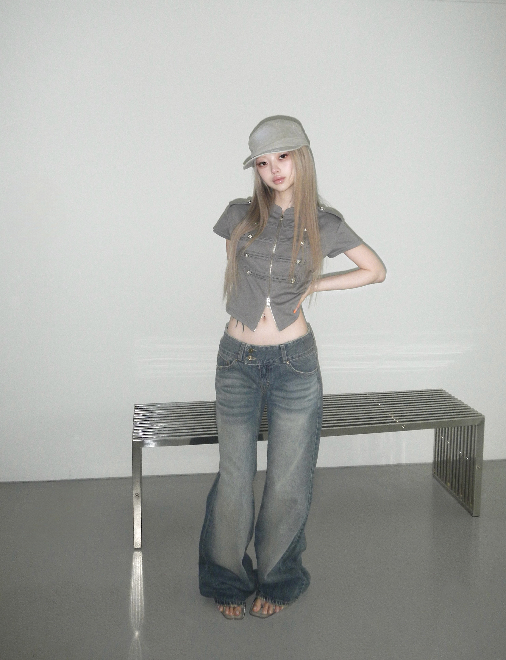 Napoleon Cropped Zip-Up Top