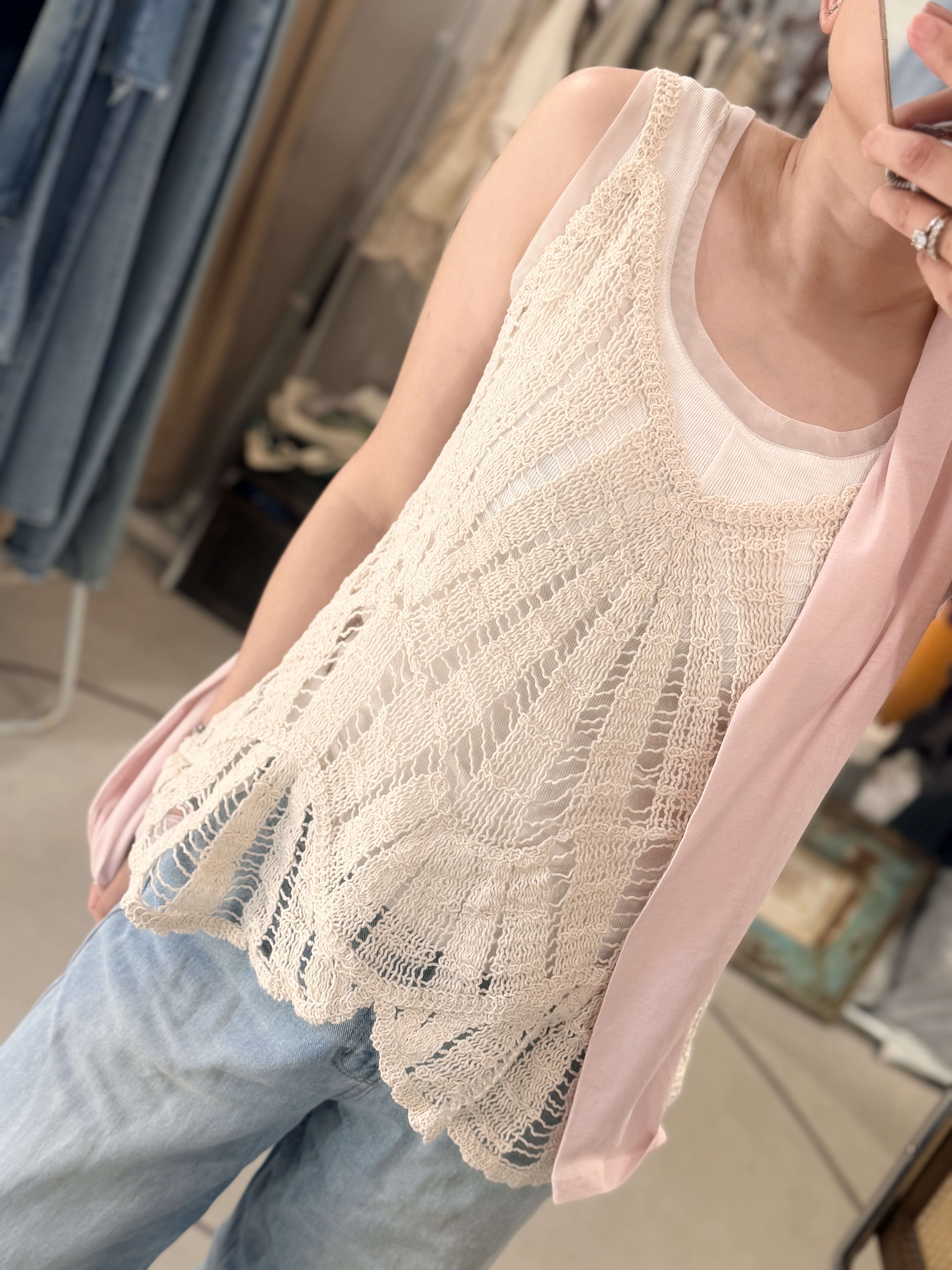 Beige knit vest