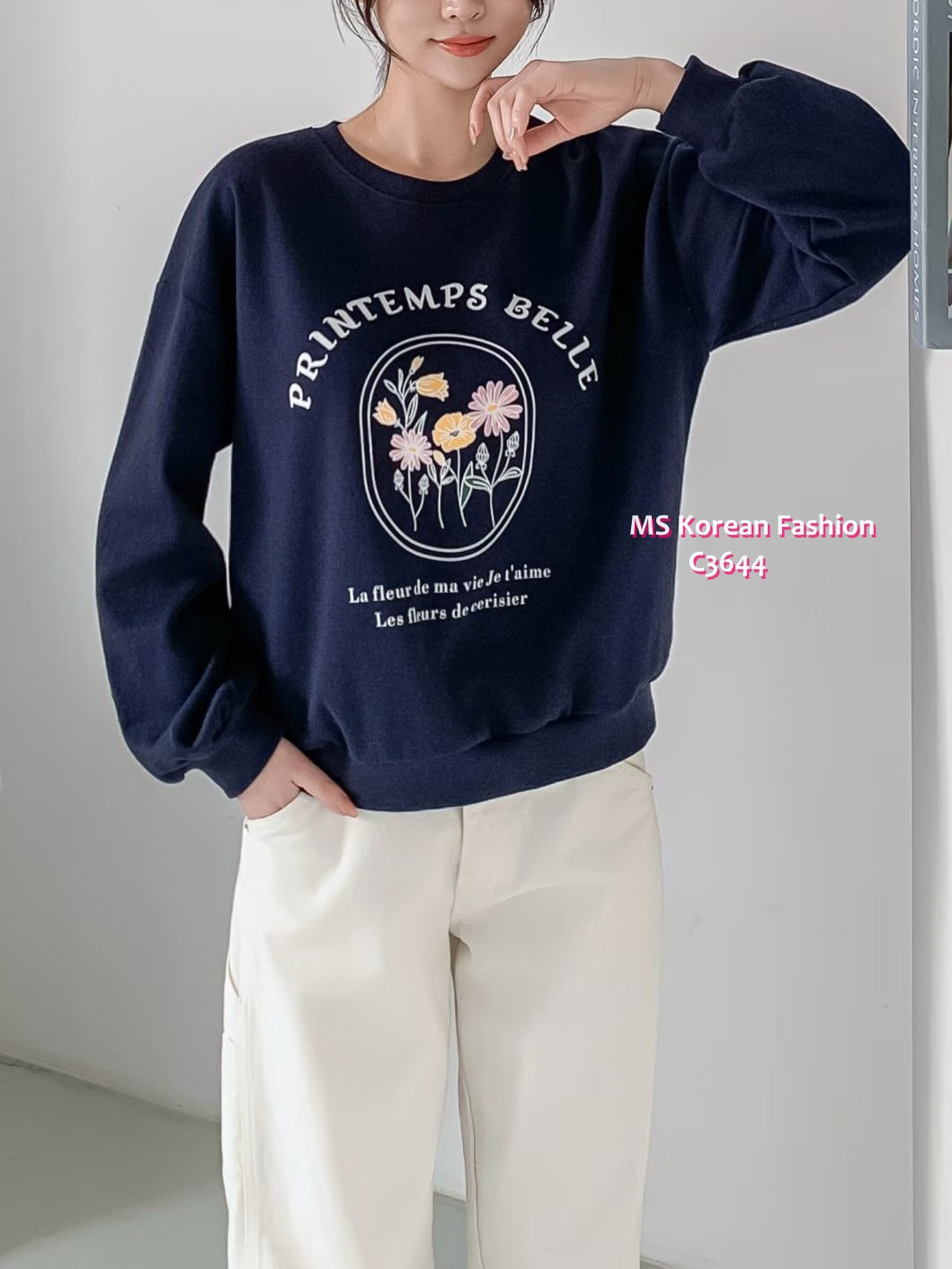 C3644 韓國🇰🇷靚色花花print衛衣