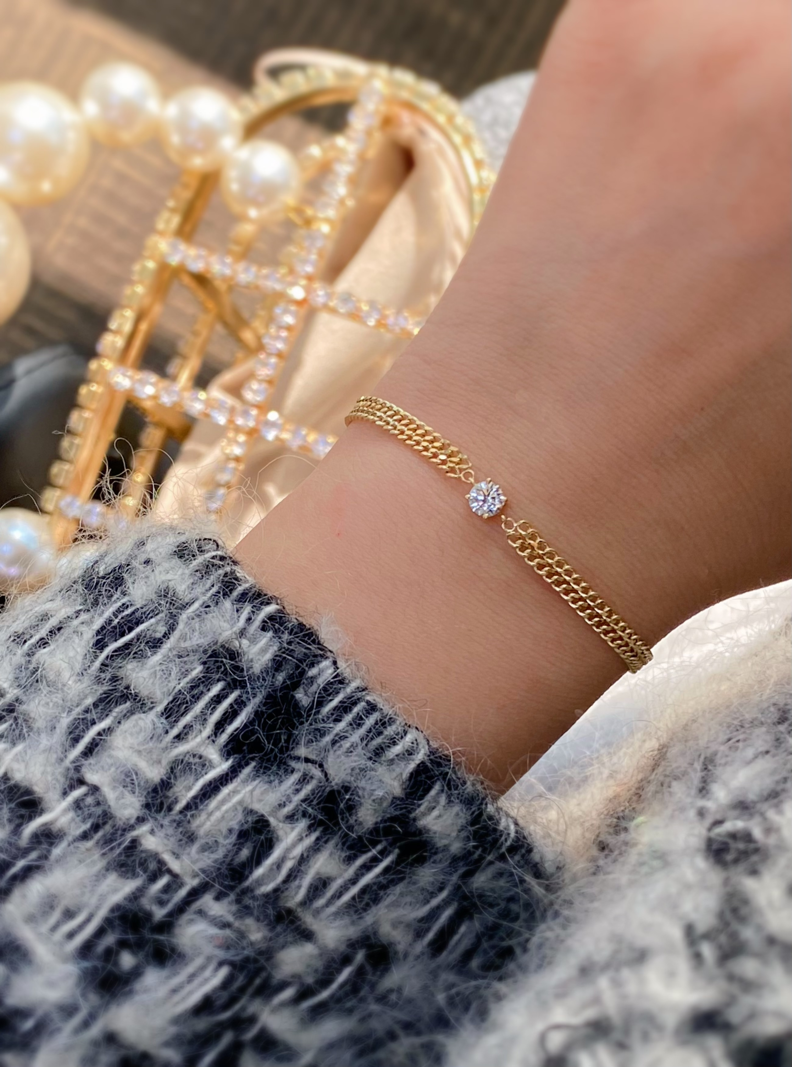 Diamond double-layer Cuban bracelet N240373