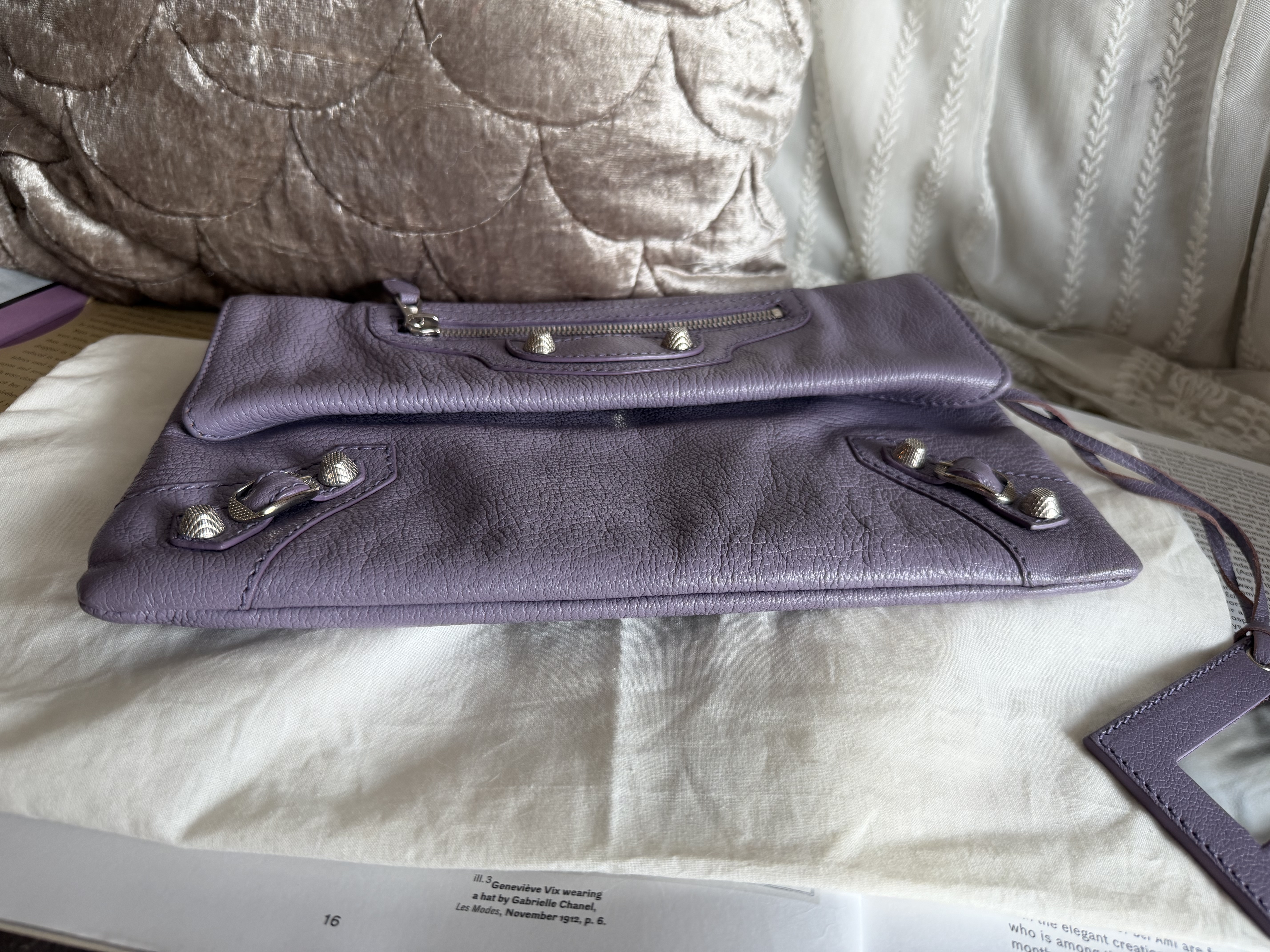balenciaga lavender purple Lambskin Motocross Giant 12 silver Envelope Clutch Bag / bag 