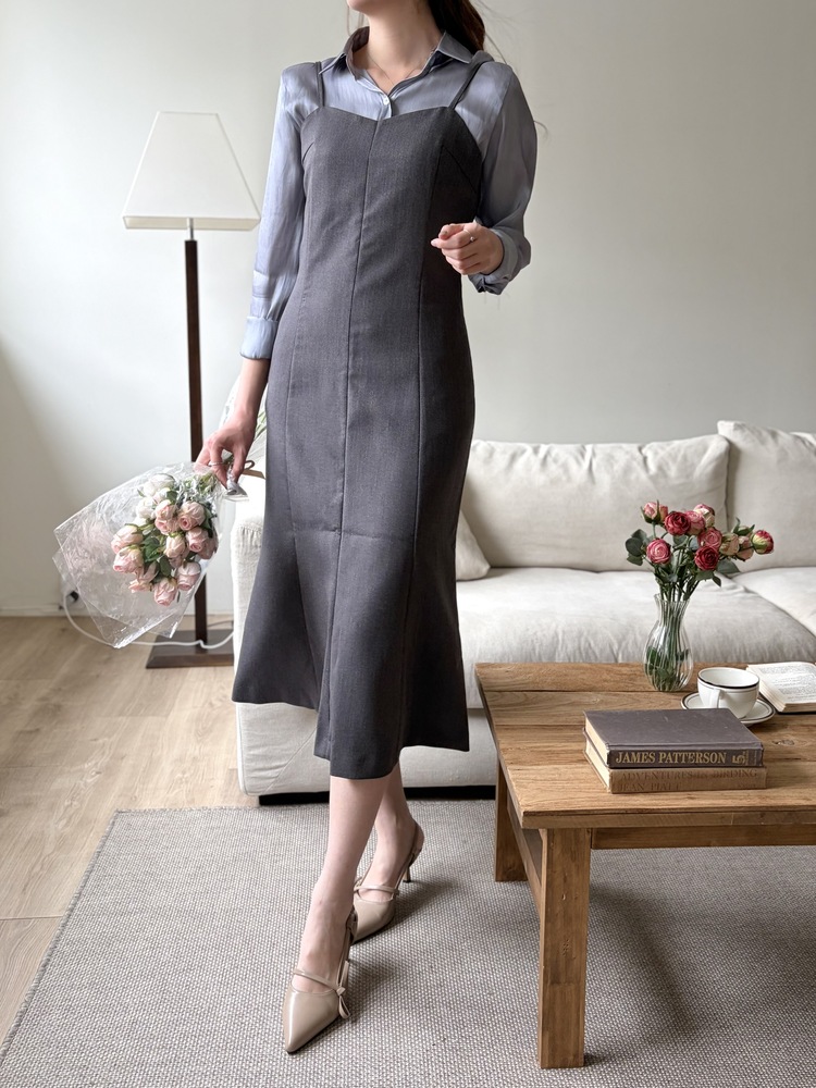 Contour Slip Dress (Grey)