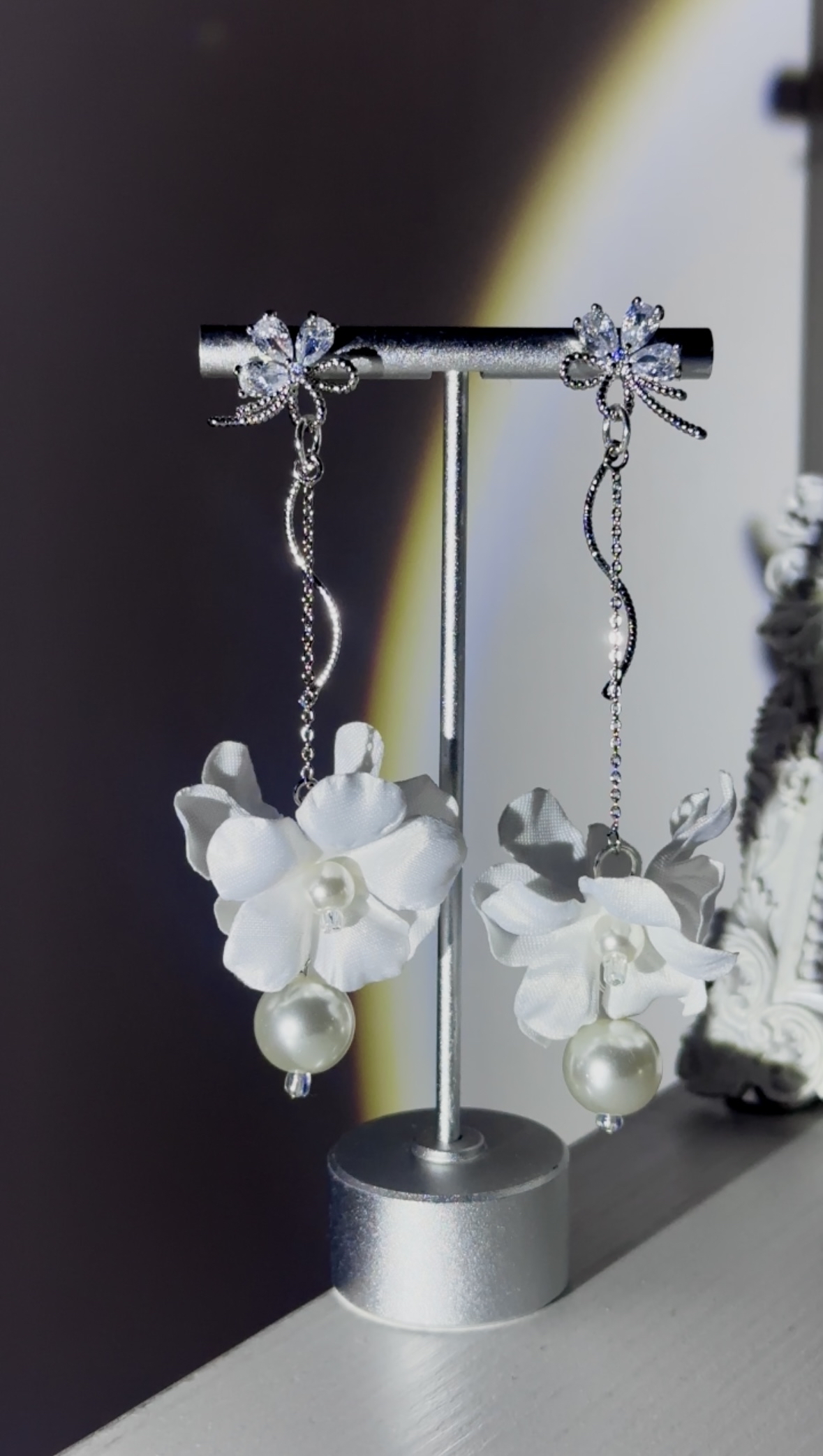 花瓣珍珠晶耳環🌹