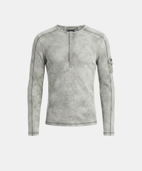 Viper Cotton Rib Henley Neck Long Sleeve - White