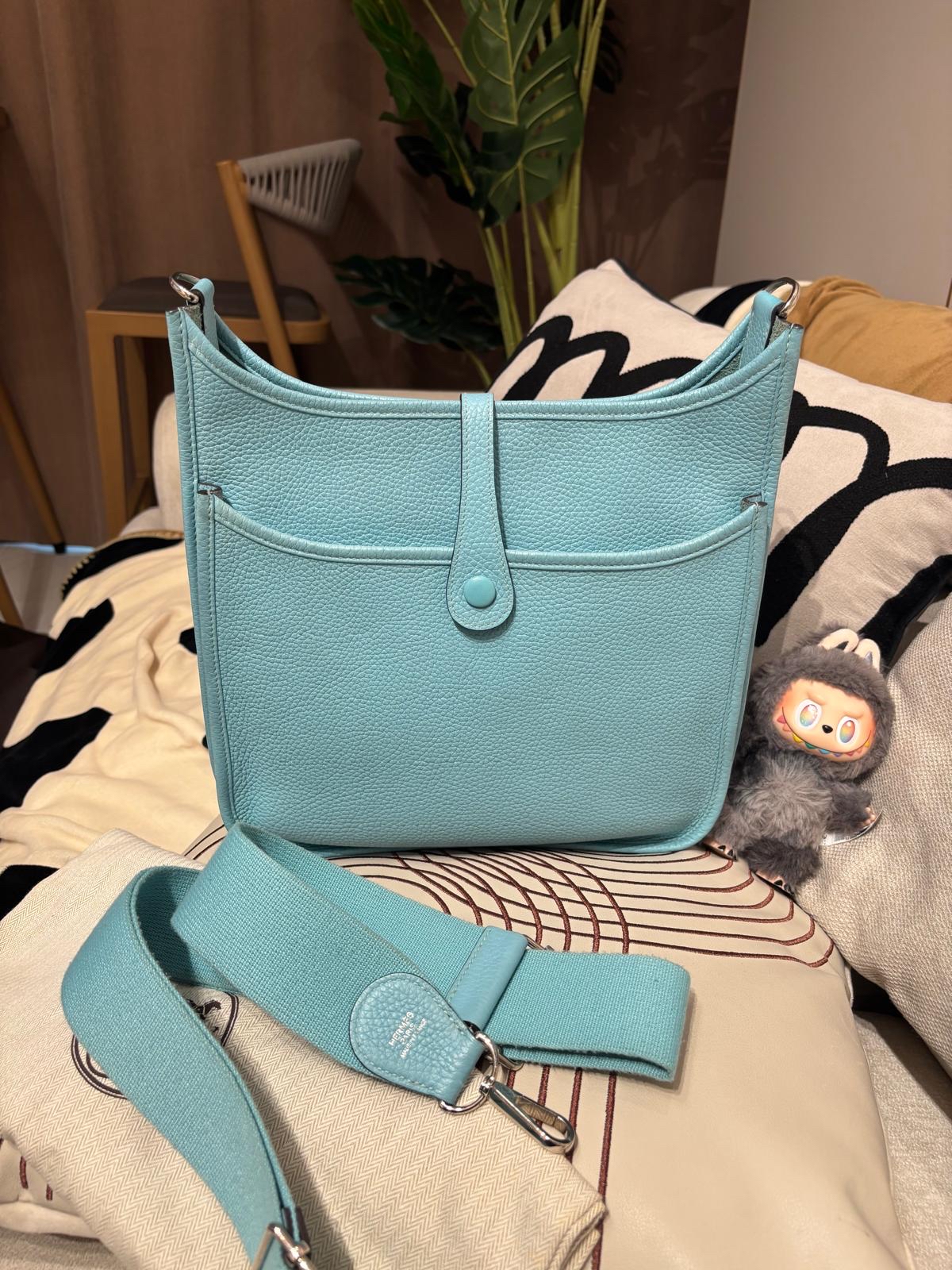Hermes evelyne 29,STAMP T,blue atoll 100%Authentic ,95%new✅dust bag