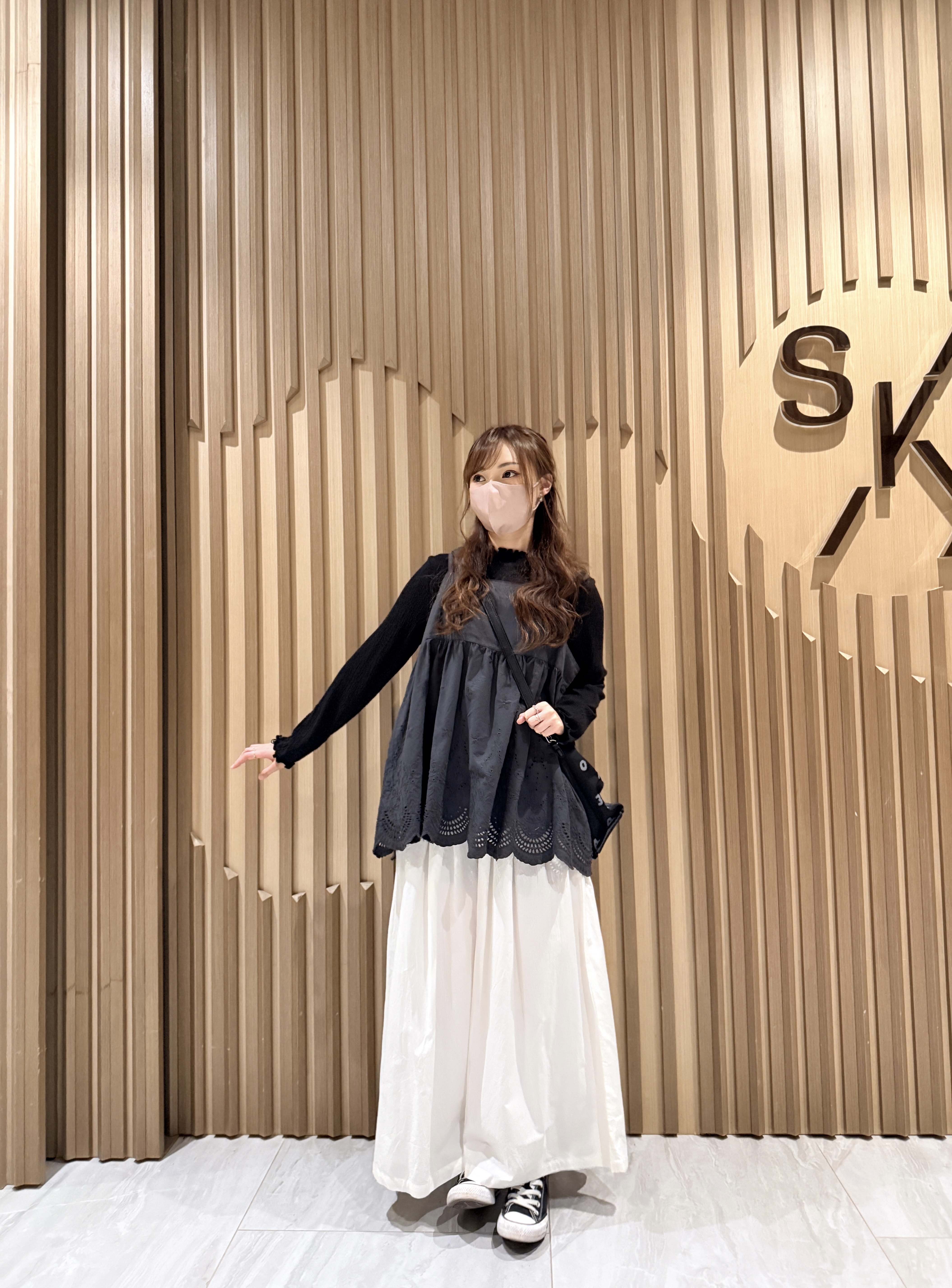 平口通花吊帶（炭灰色）