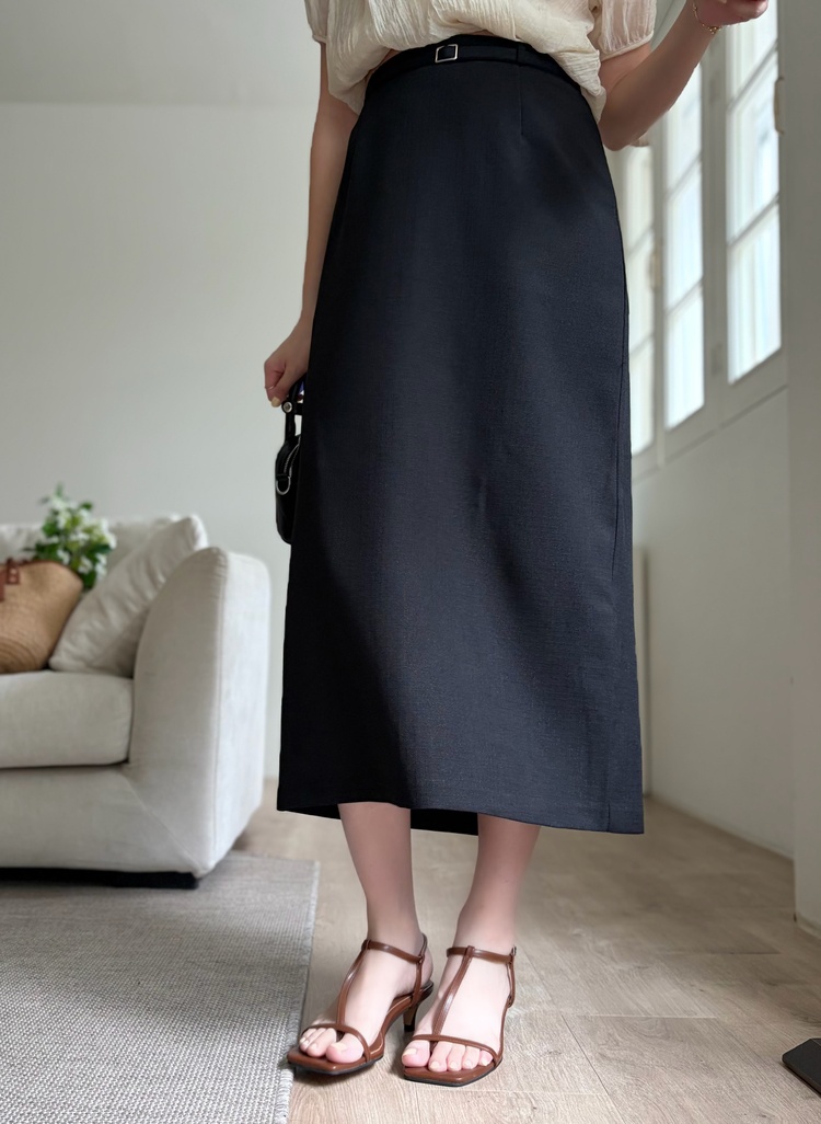 The Belted Straight Skirt (Black)