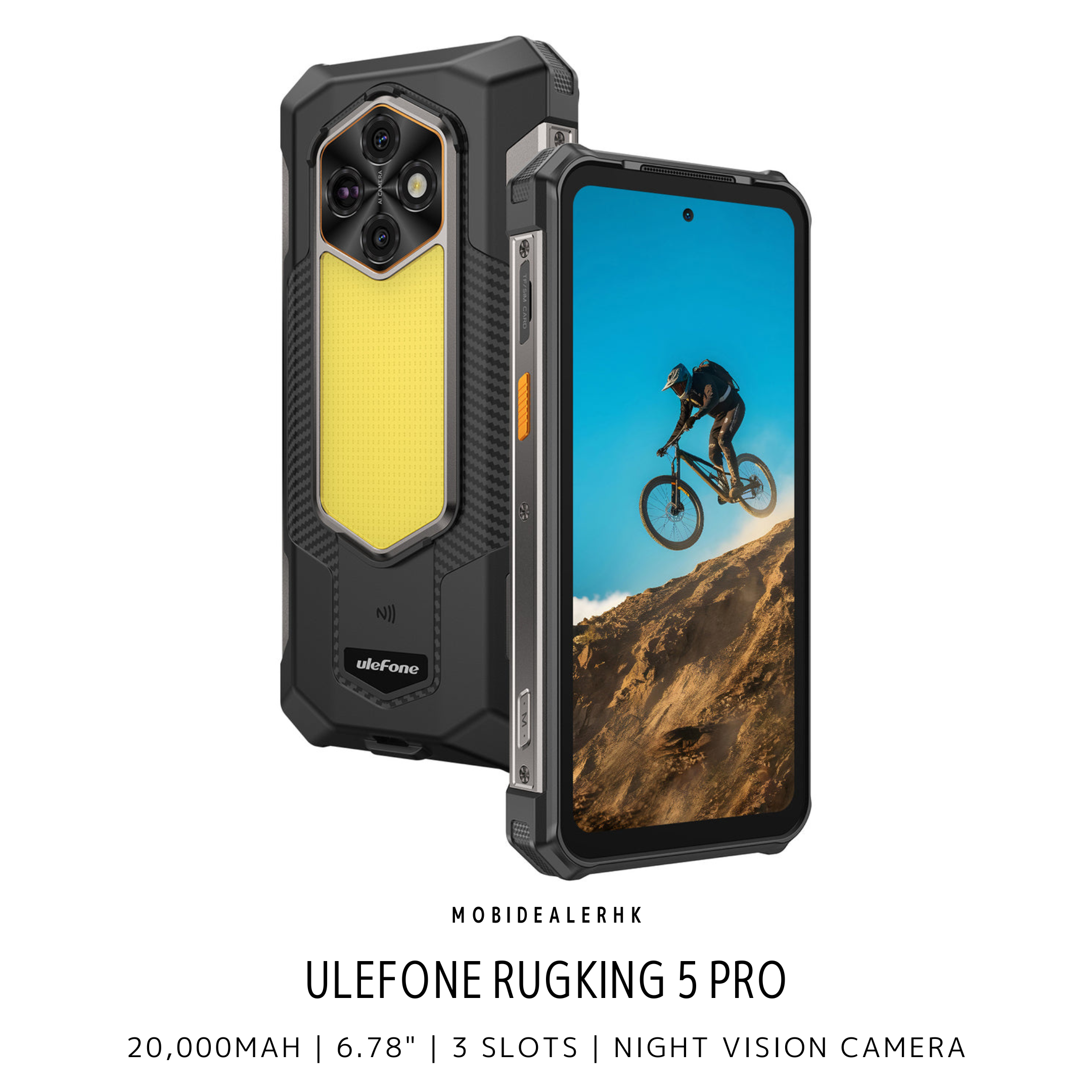 Ulefone RugKing 5 Pro | 歐樂風 RugKing 5 Pro | 4G | 三防手機 | 夜視鏡 | 6.78" | 20,000mAh | 反向充電 | NFC | 3咭槽