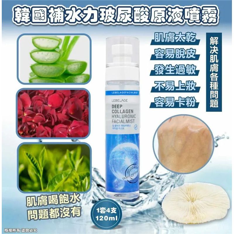 預訂🇰🇷韓國LEBELAGE補水力玻尿酸原液噴霧(120ml)  每套4支
