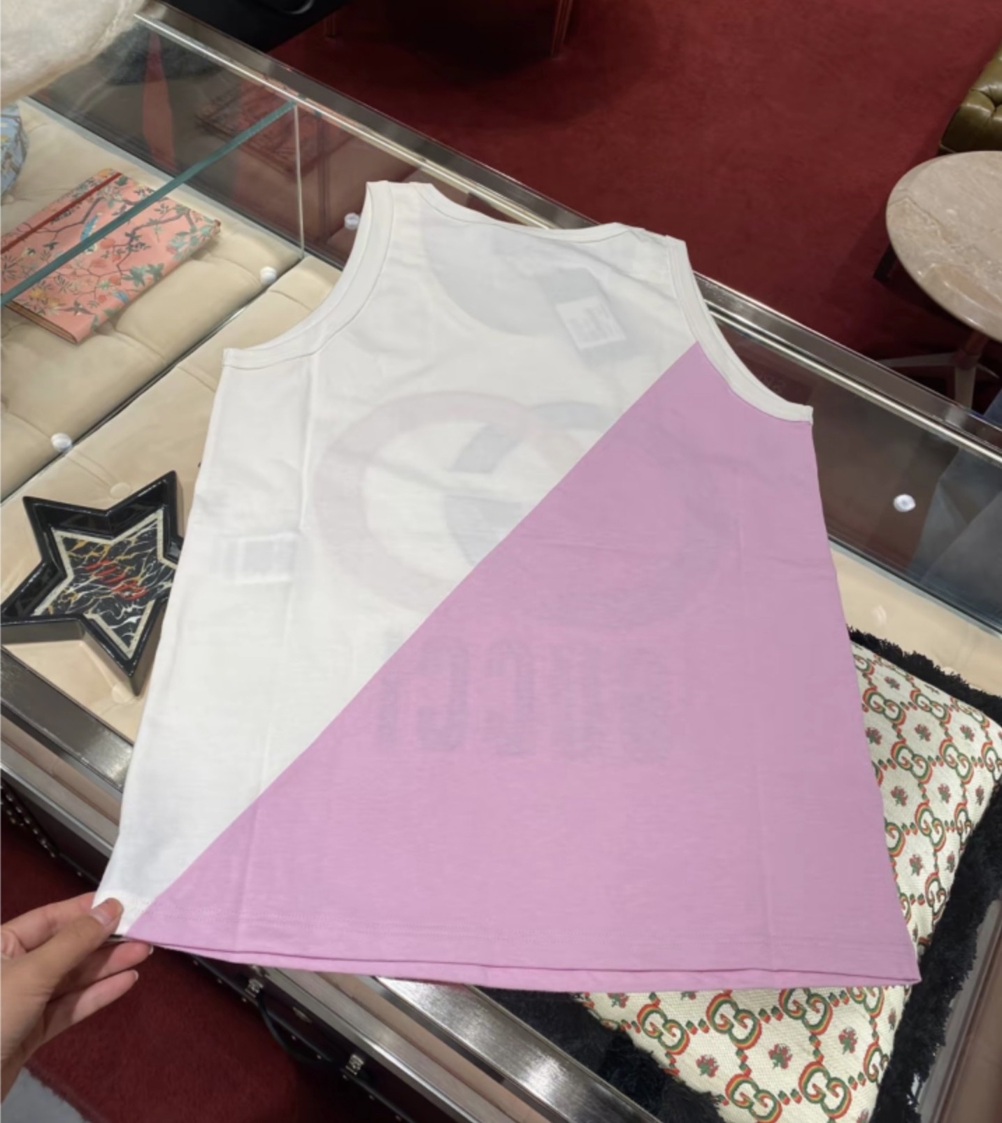 Gucci閃片字母GG logo拼色背心