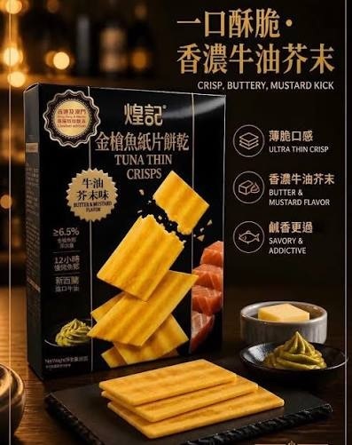 煌記港版金槍魚紙片牛油芥末味餅乾90克