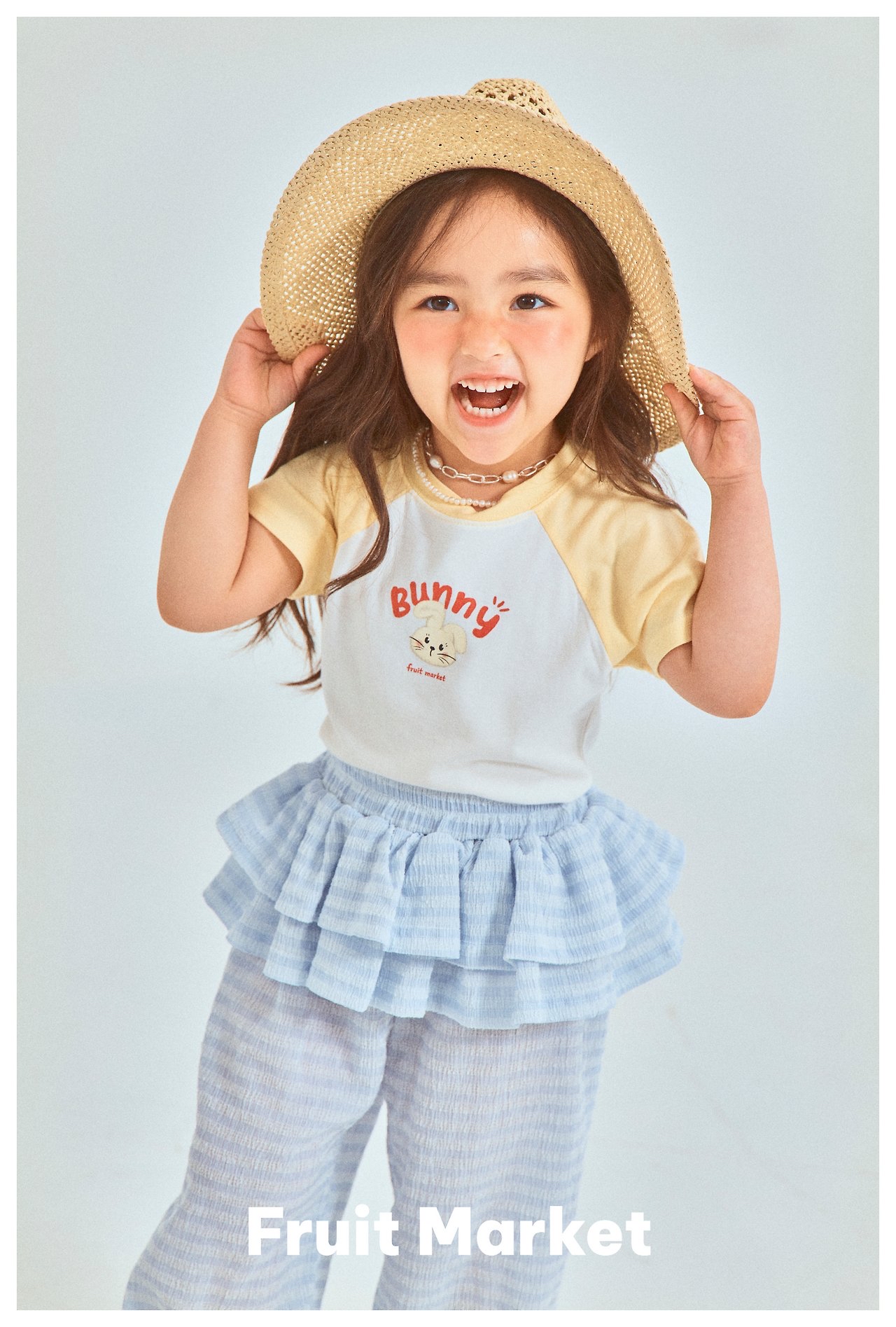 Fruit | Frill stripe pants (Blue L110-120)